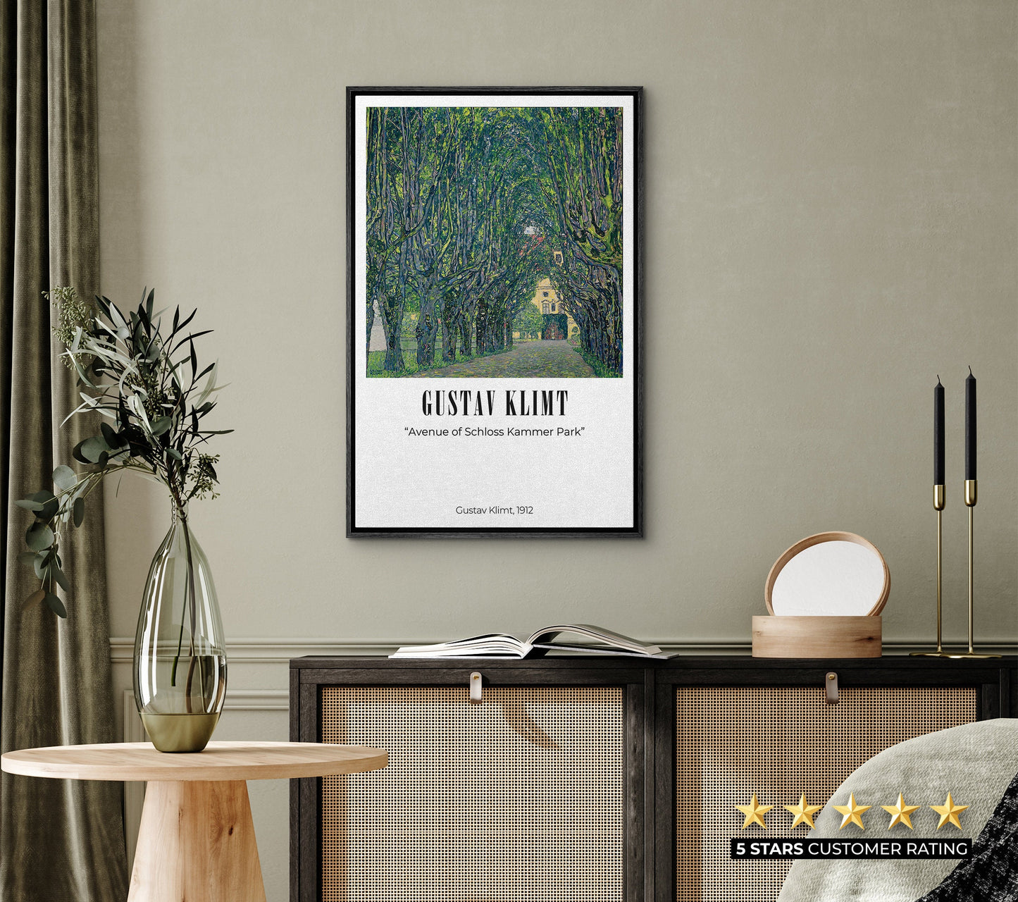 EasySuger Avenue of Schloss Kammer Park by Gustav Klimt, Framed Wall Art, Framed Canvas Wall art with hanging kit