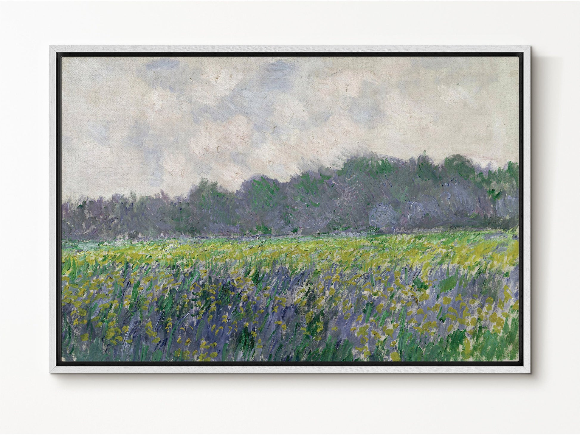 EasySuger Claude Monet Wall Art | Field of Yellow Irises at Giverny, 1887 | Framed Canvas Wall Art with hanging kit | EG6