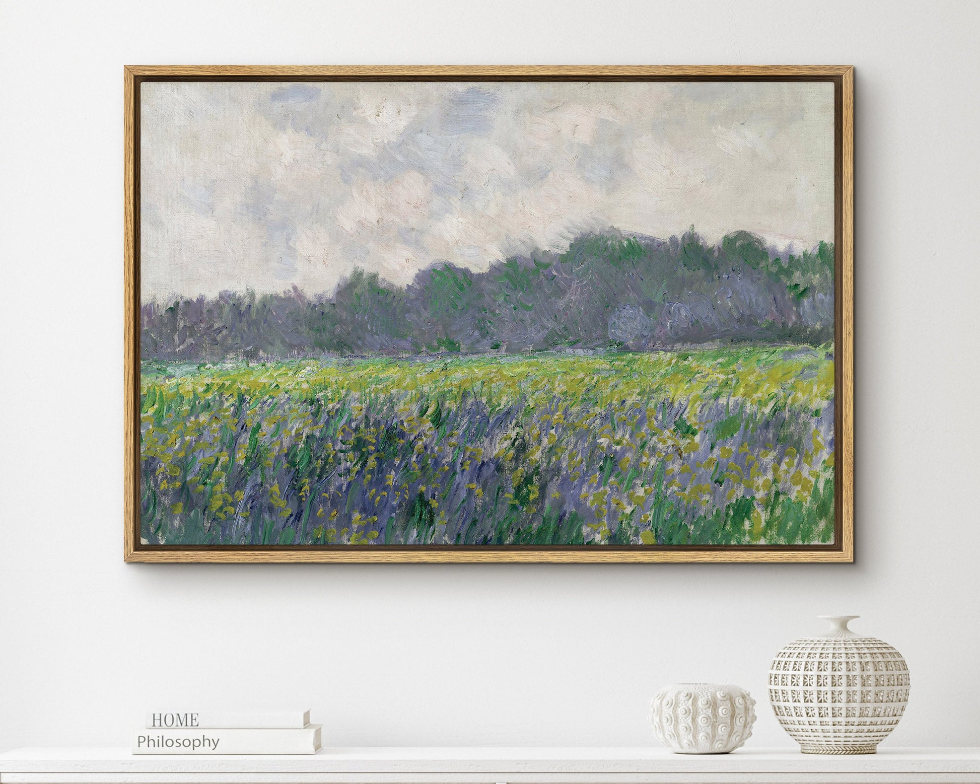 EasySuger Claude Monet Wall Art | Field of Yellow Irises at Giverny, 1887 | Framed Canvas Wall Art with hanging kit | EG6