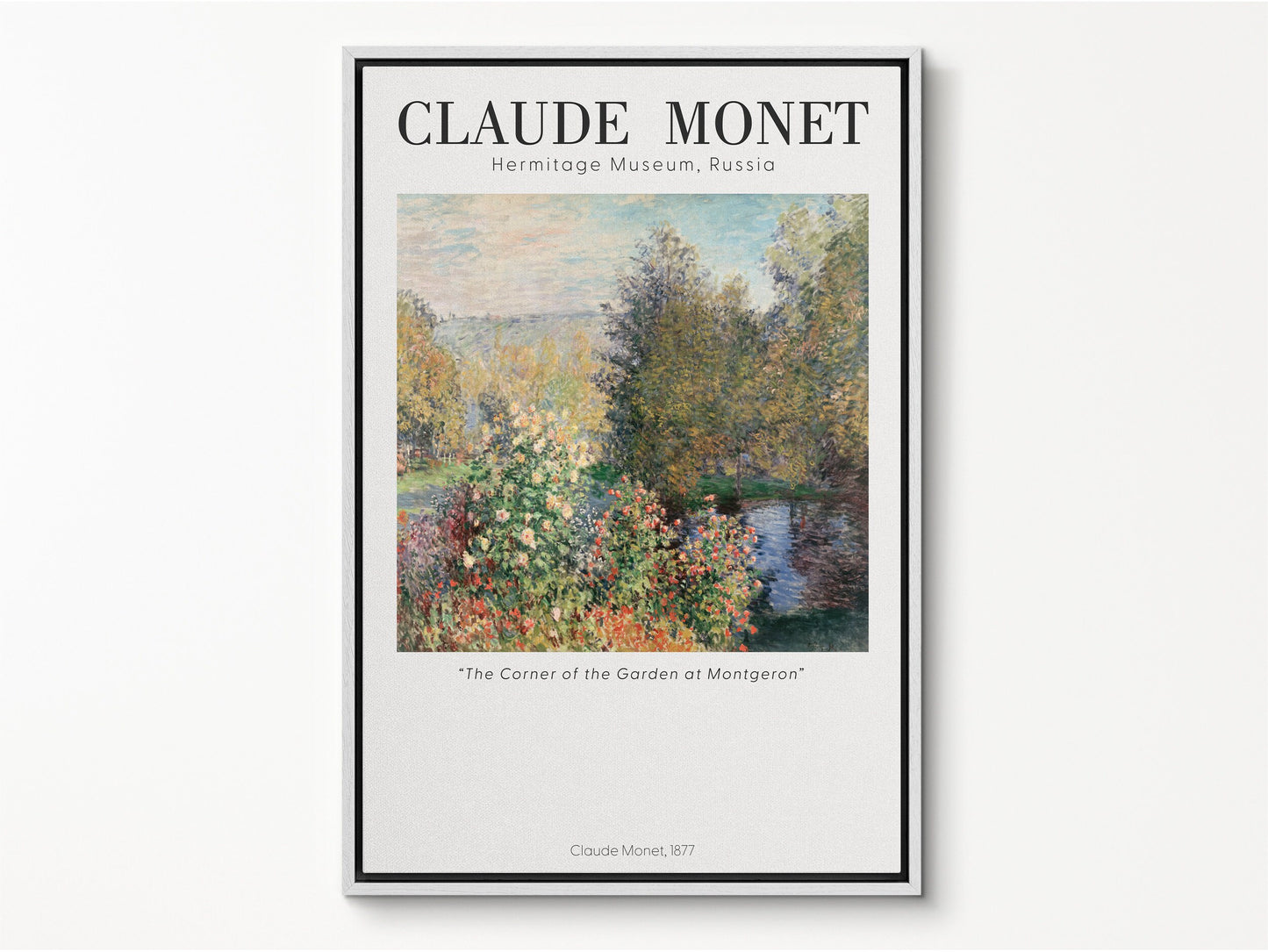 EasySuger Claude Monet Wall Art | The Corner of the Garden at Montgeron, 1877 | Framed Canvas Wall Art with hanging kit
