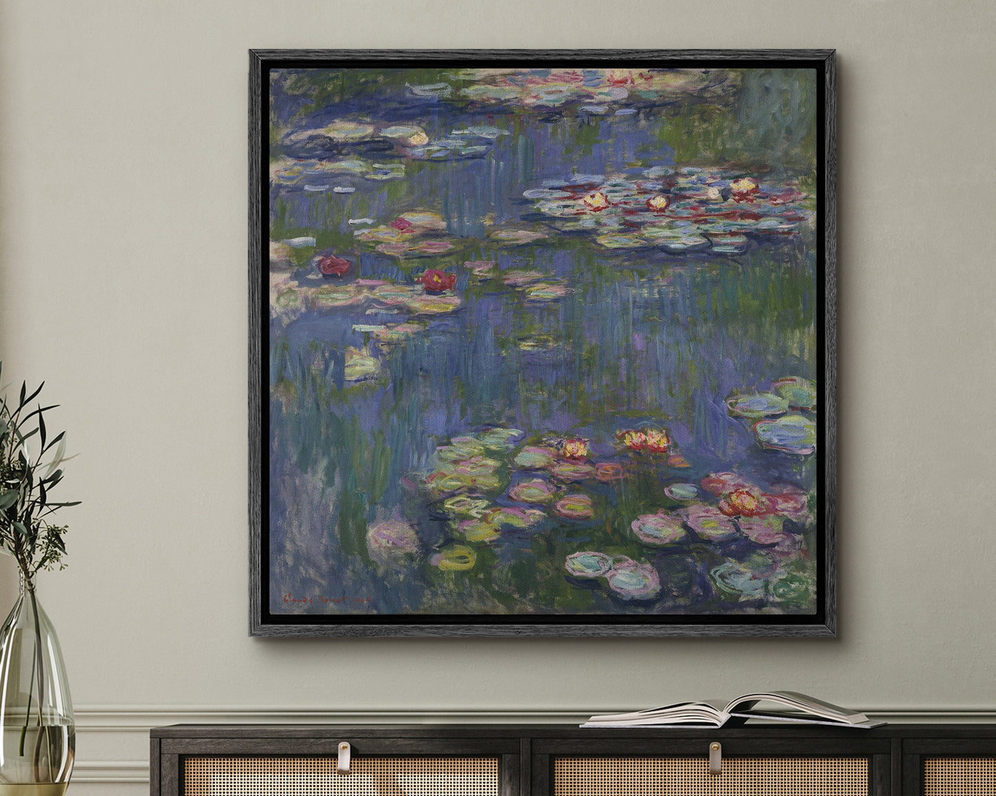 SouthandArt Claude Monet Wall Art | Water_Lilies, 1905 | Framed Canvas Wall Art with hanging kit