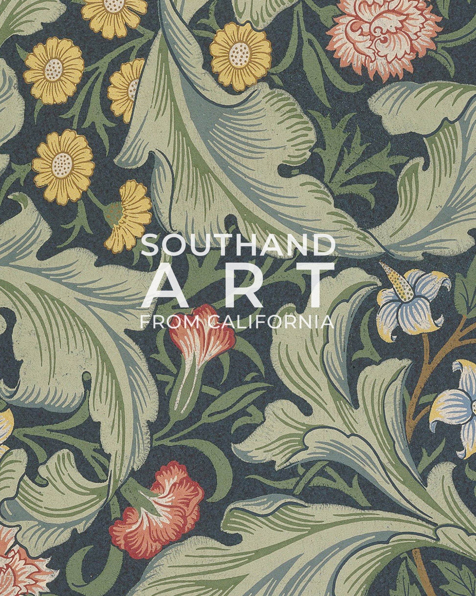 SouthandArt Modern Wall art, William Morris Framed Canvas Art print with hanging kit