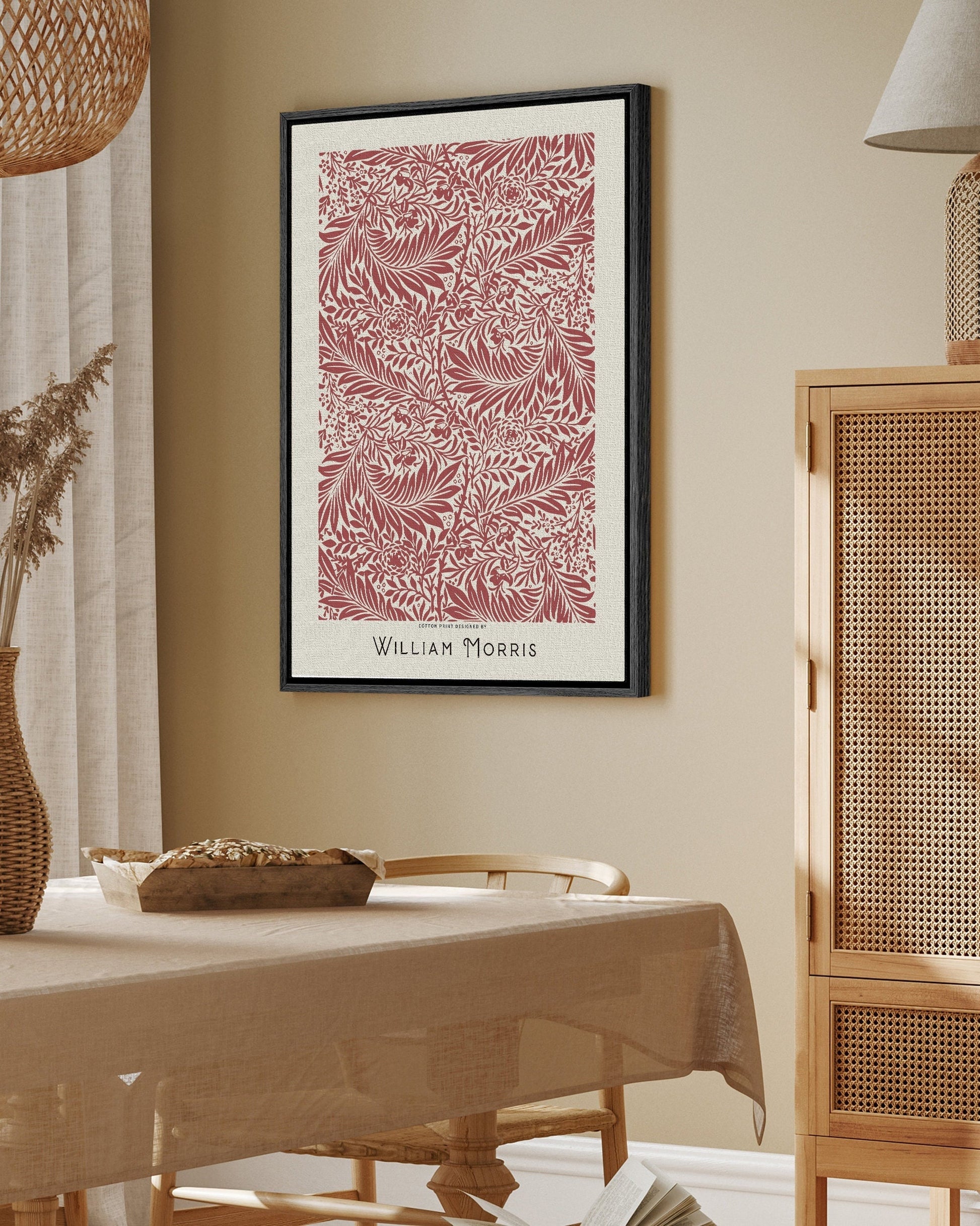 SouthandArt Modern Wall art, William Morris Framed Canvas Art print with hanging kit