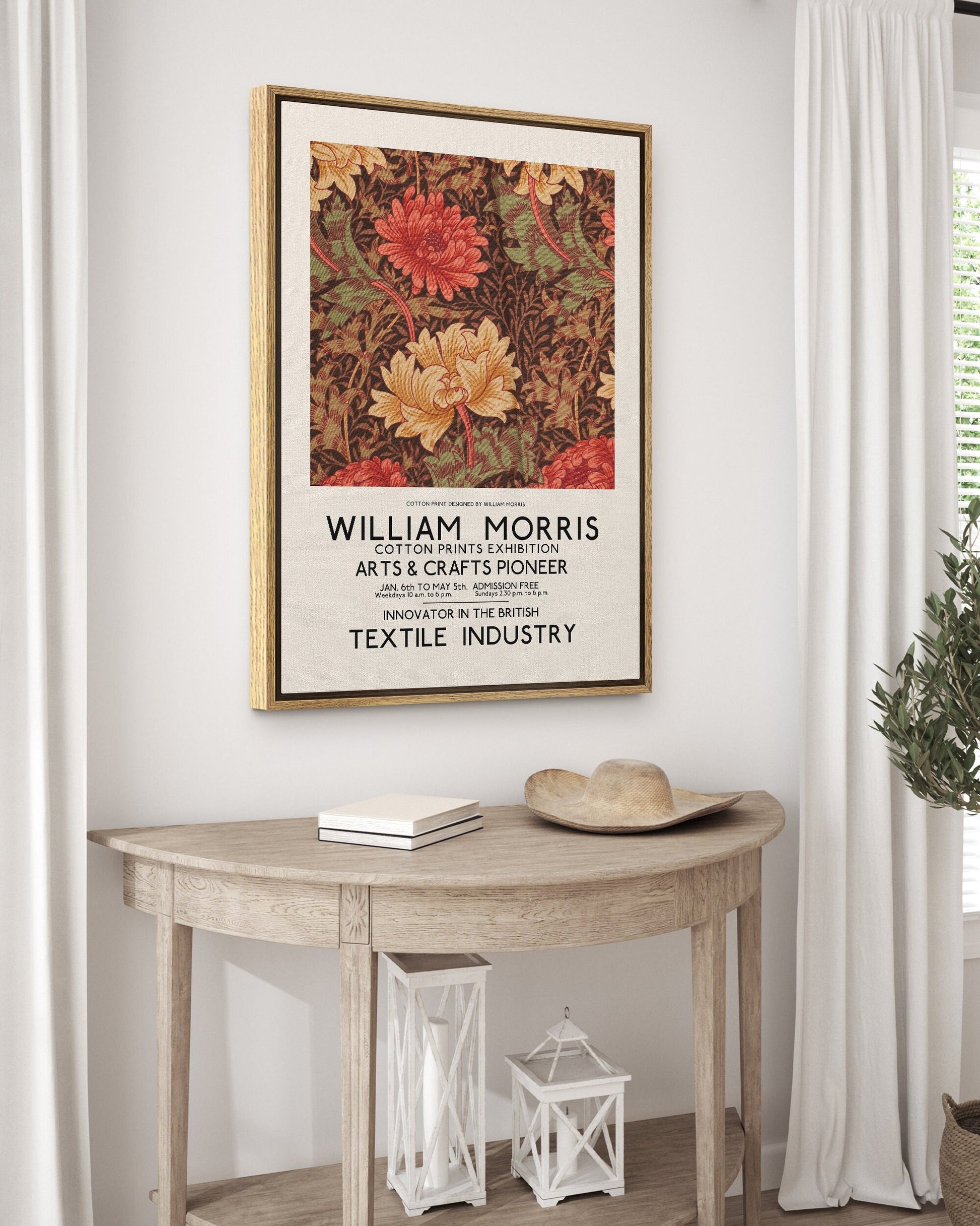 SouthandArt Modern Wall art, William Morris Framed Canvas Art print with hanging kit