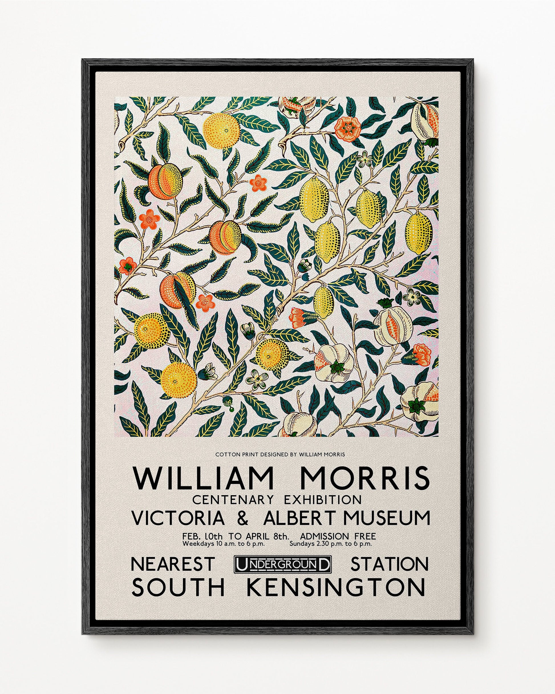 SouthandArt Modern Wall art, William Morris Framed Canvas Art print with hanging kit
