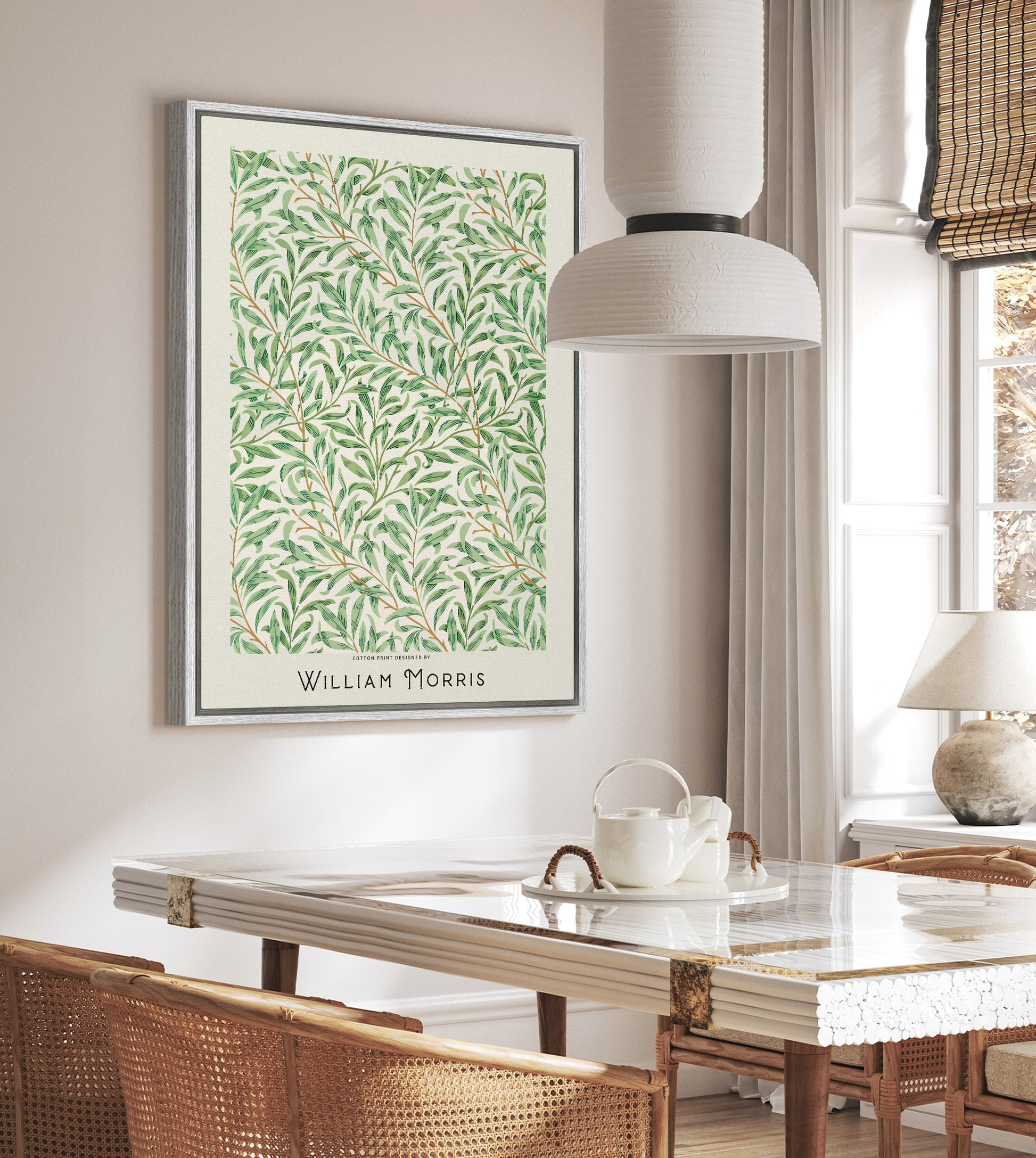 SouthandArt Modern Wall art, William Morris Framed Canvas Art print with hanging kit