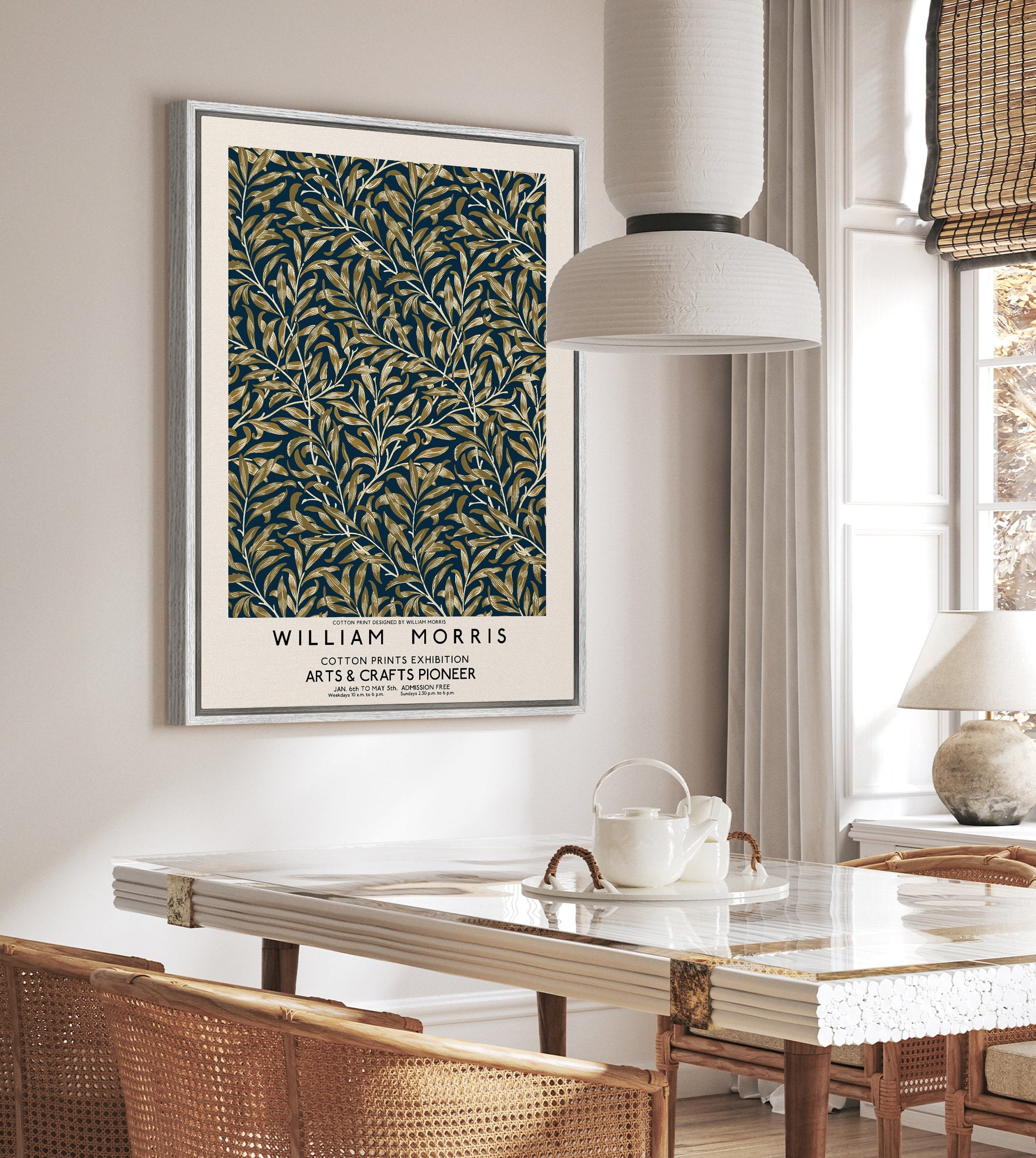 SouthandArt Modern Wall art, William Morris Framed Canvas Art print with hanging kit