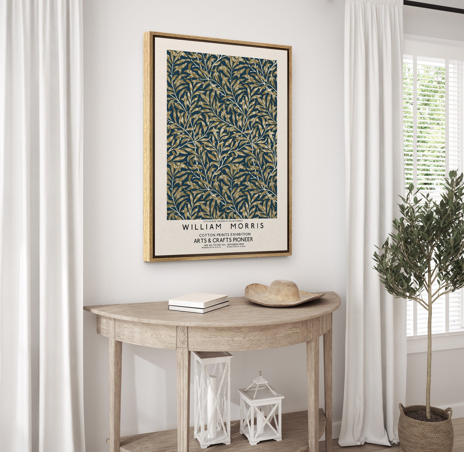 SouthandArt Modern Wall art, William Morris Framed Canvas Art print with hanging kit