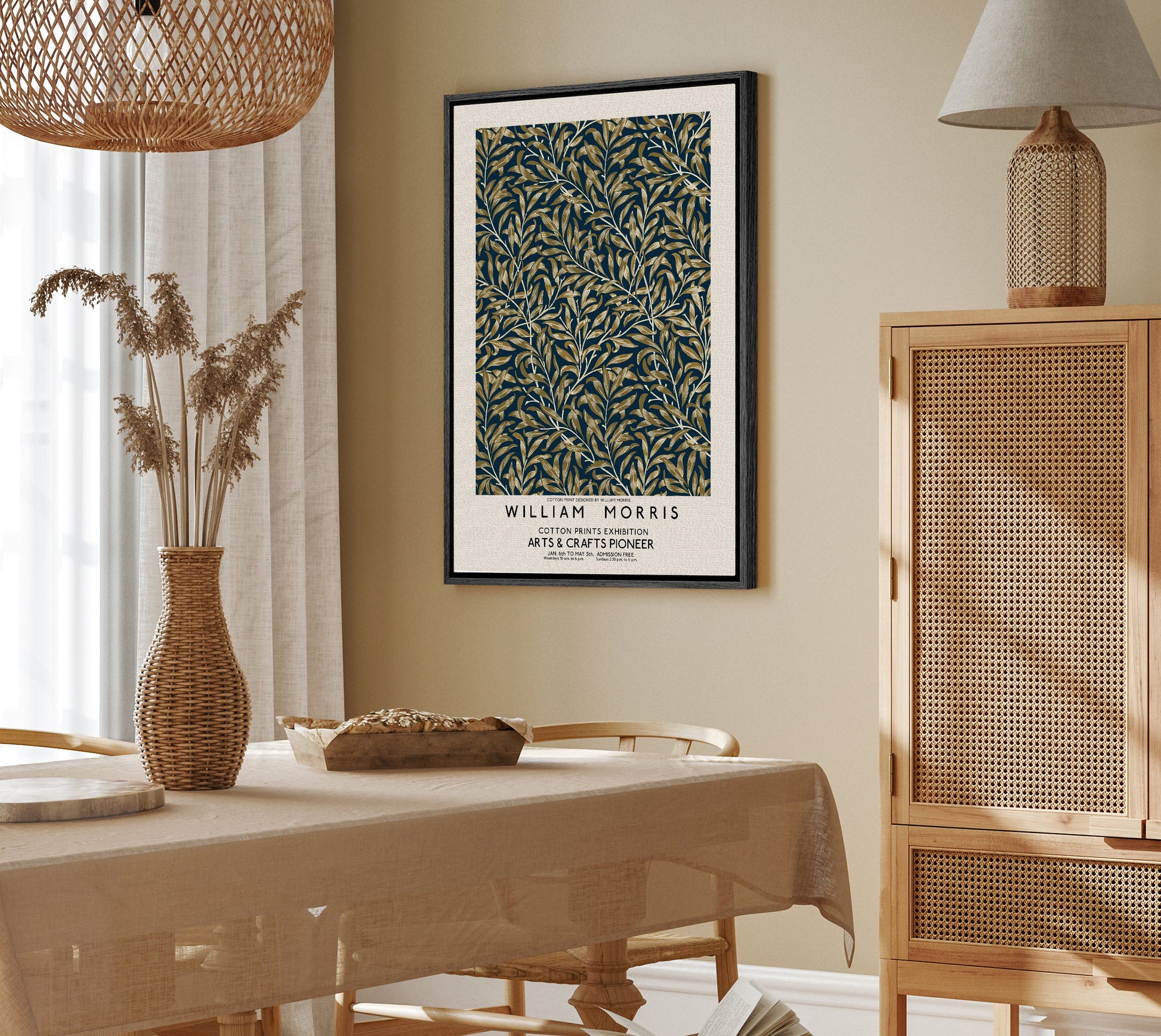 SouthandArt Modern Wall art, William Morris Framed Canvas Art print with hanging kit