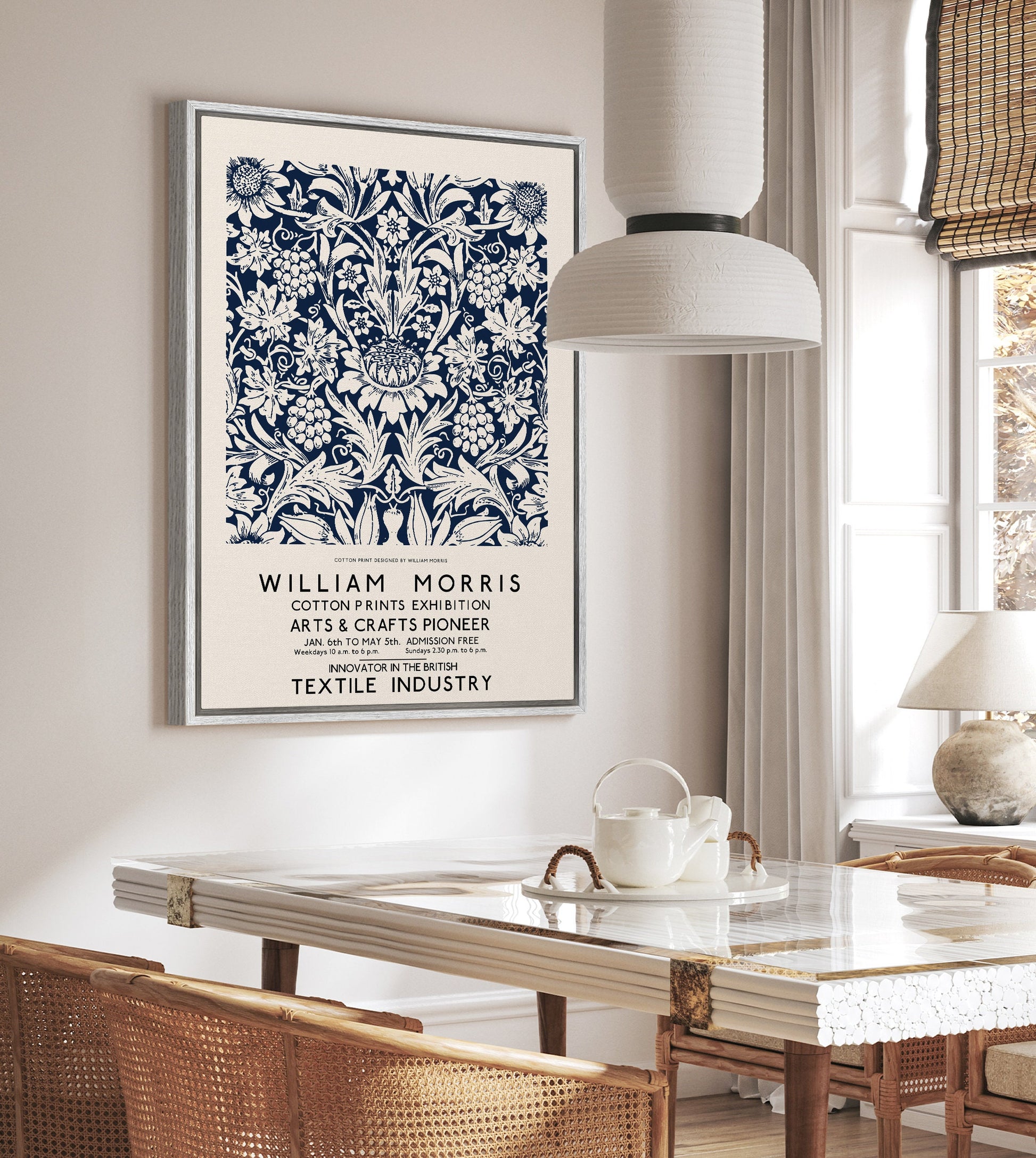 SouthandArt Modern Wall art, William Morris Framed Canvas Art print with hanging kit