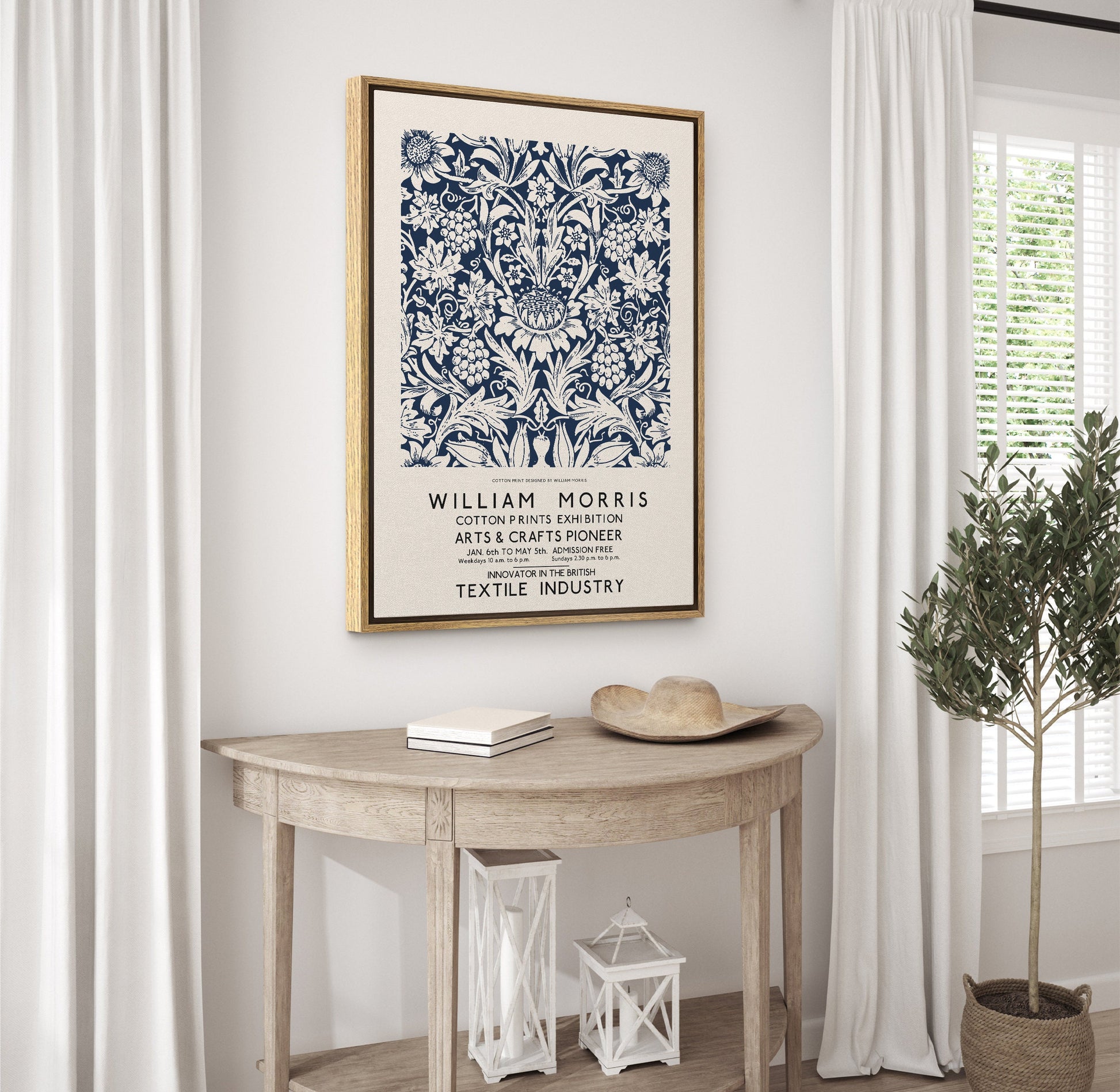 SouthandArt Modern Wall art, William Morris Framed Canvas Art print with hanging kit
