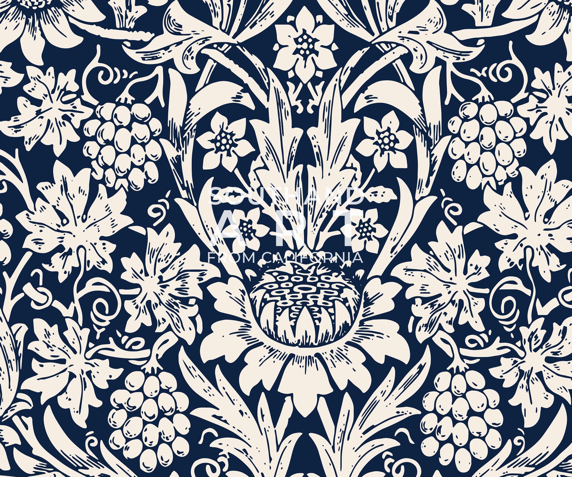 SouthandArt Modern Wall art, William Morris Framed Canvas Art print with hanging kit