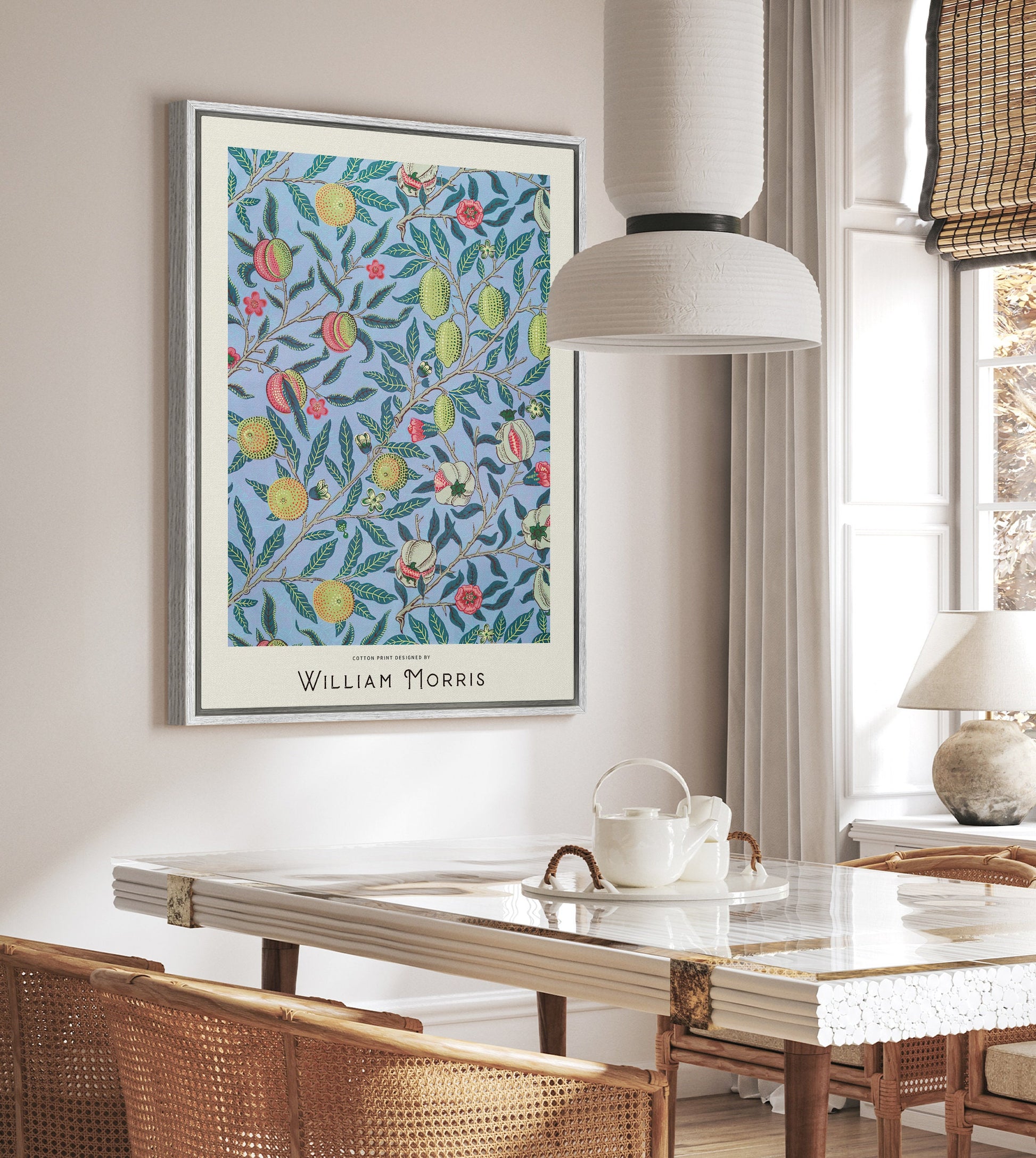 SouthandArt Modern Wall art, William Morris Framed Canvas Art print with hanging kit