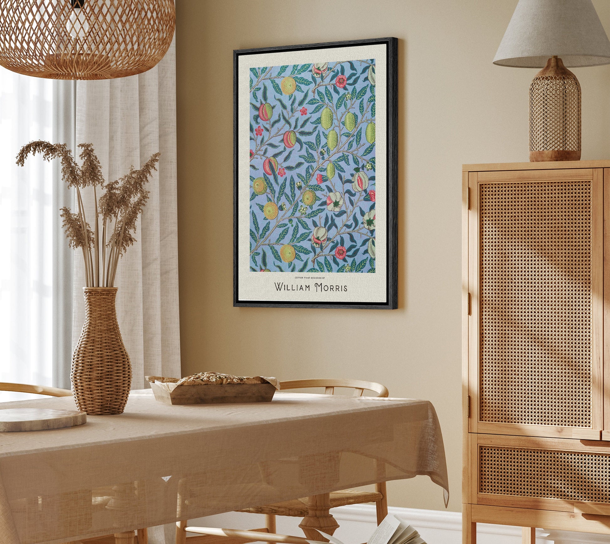 SouthandArt Modern Wall art, William Morris Framed Canvas Art print with hanging kit