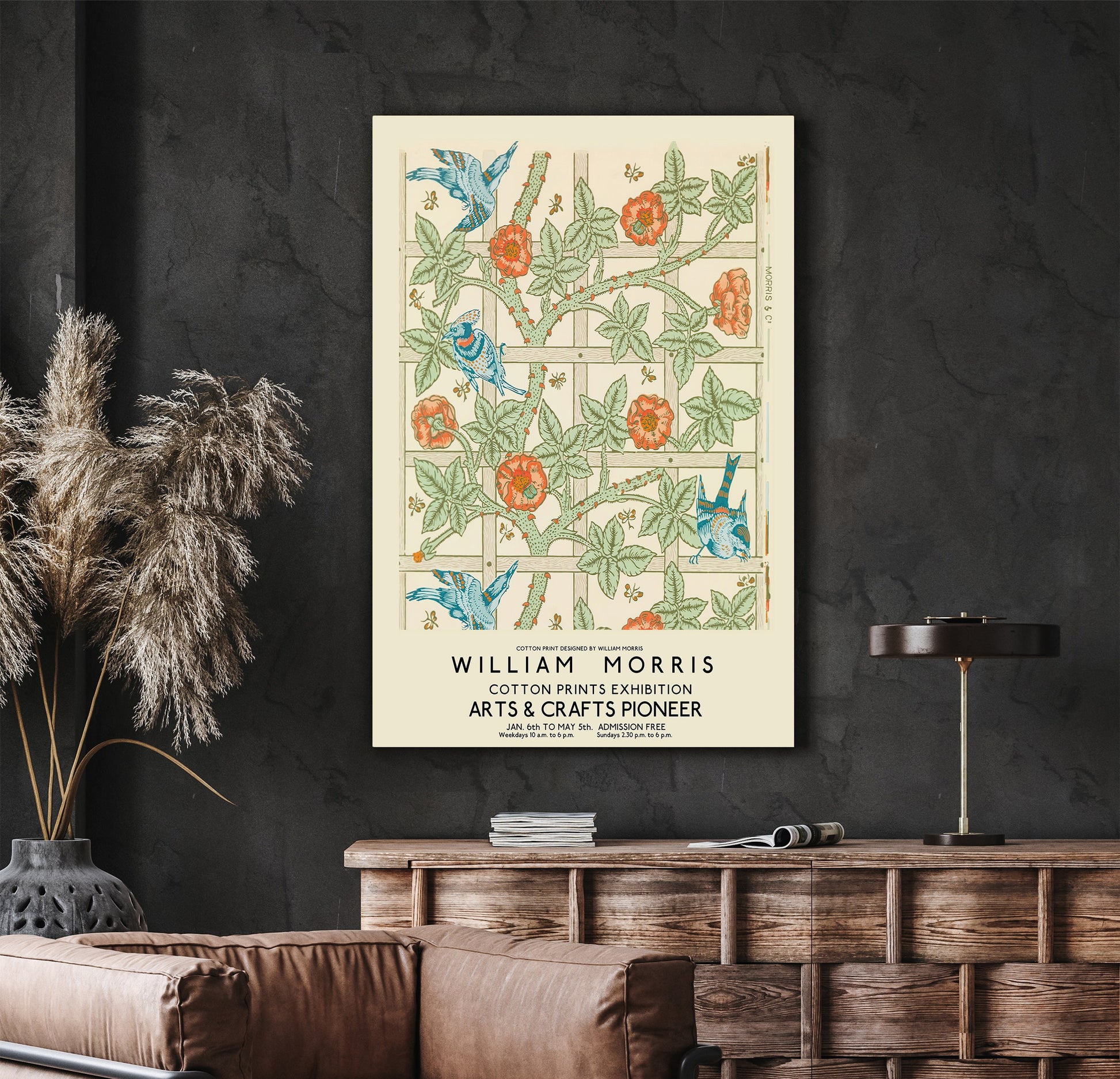 SouthandArt Modern Wall art, William Morris Framed Canvas Art print with hanging kit