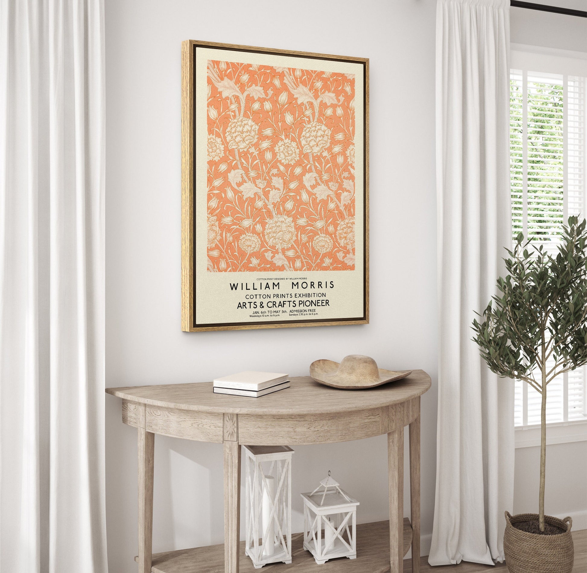 SouthandArt Modern Wall art, William Morris Framed Canvas Art print with hanging kit