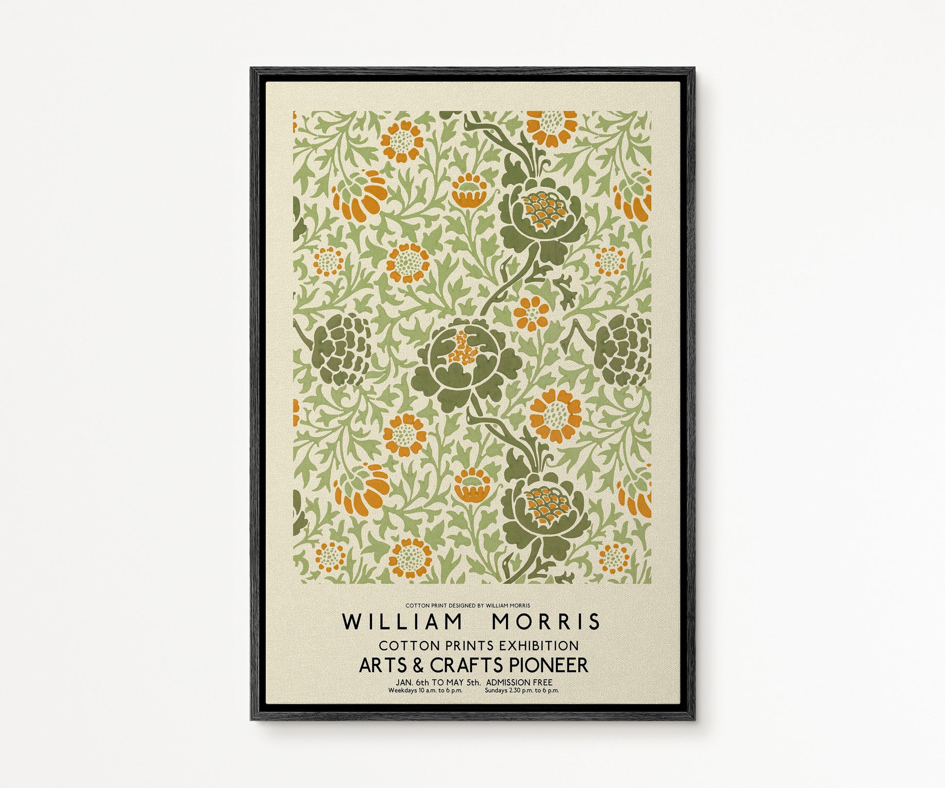 SouthandArt Modern Wall art, William Morris Framed Canvas Art print with hanging kit