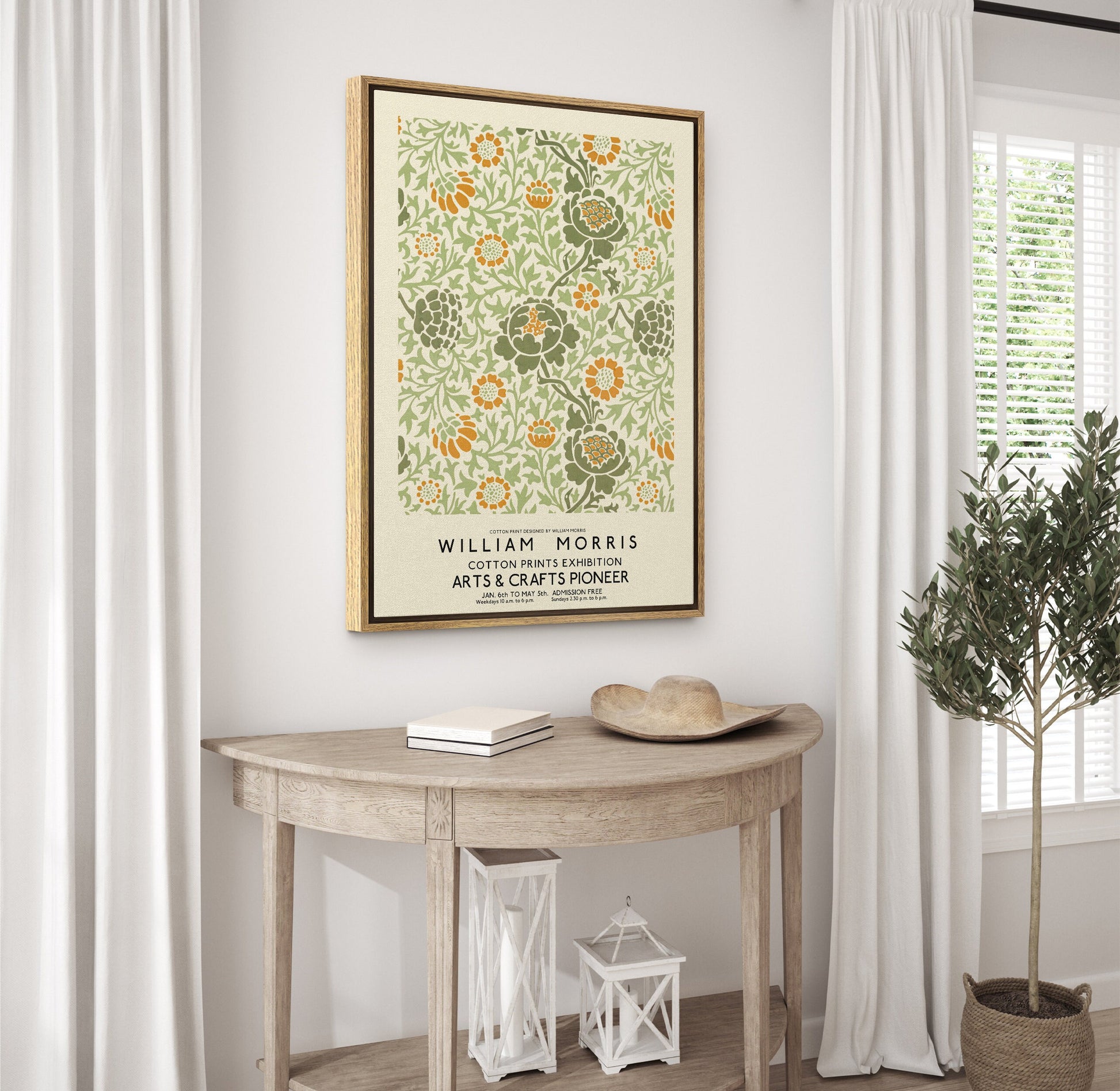 SouthandArt Modern Wall art, William Morris Framed Canvas Art print with hanging kit