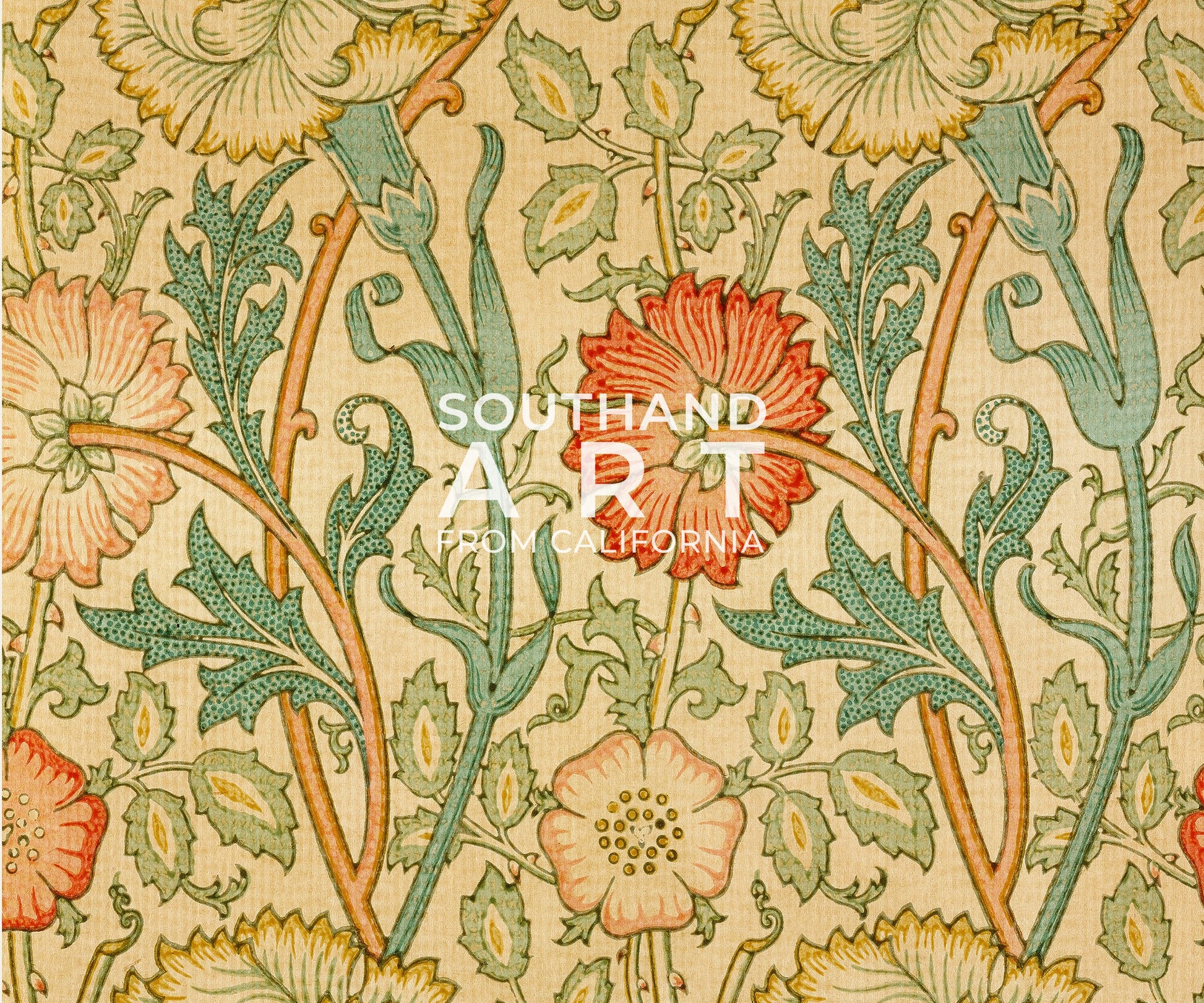 SouthandArt Modern Wall art, William Morris Framed Canvas Art print with hanging kit