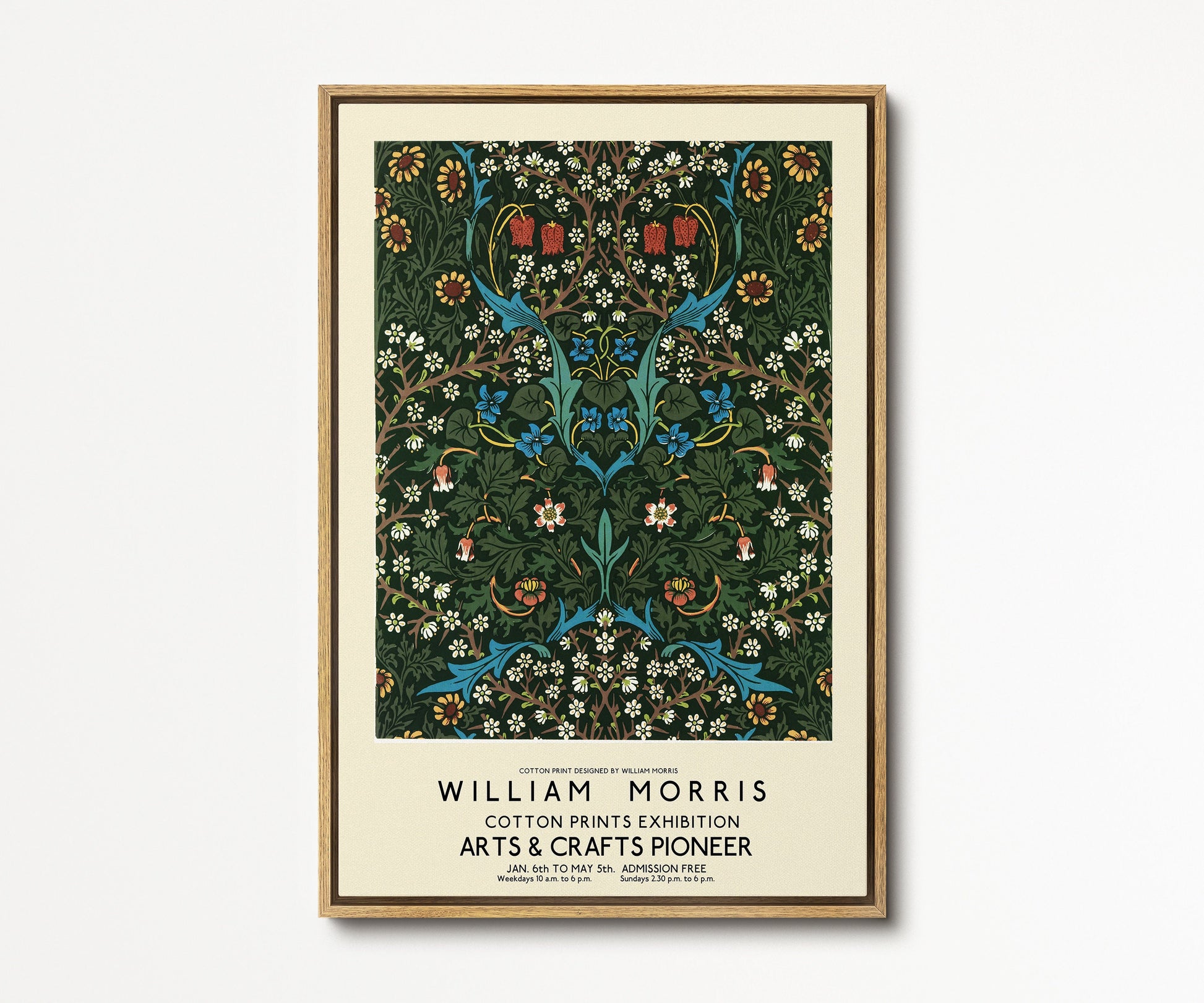 SouthandArt Modern Wall art, William Morris Framed Canvas Art print with hanging kit