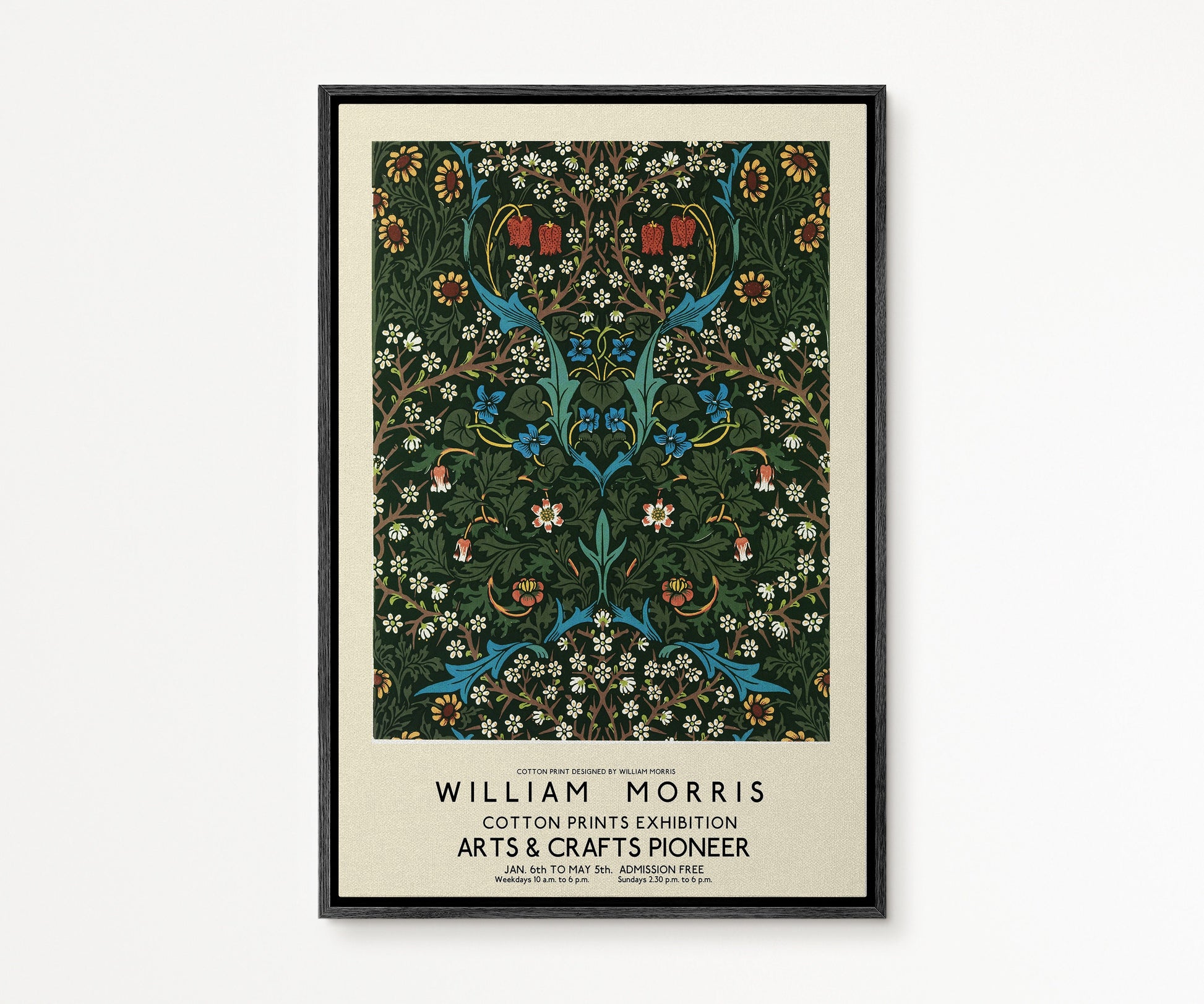 SouthandArt Modern Wall art, William Morris Framed Canvas Art print with hanging kit