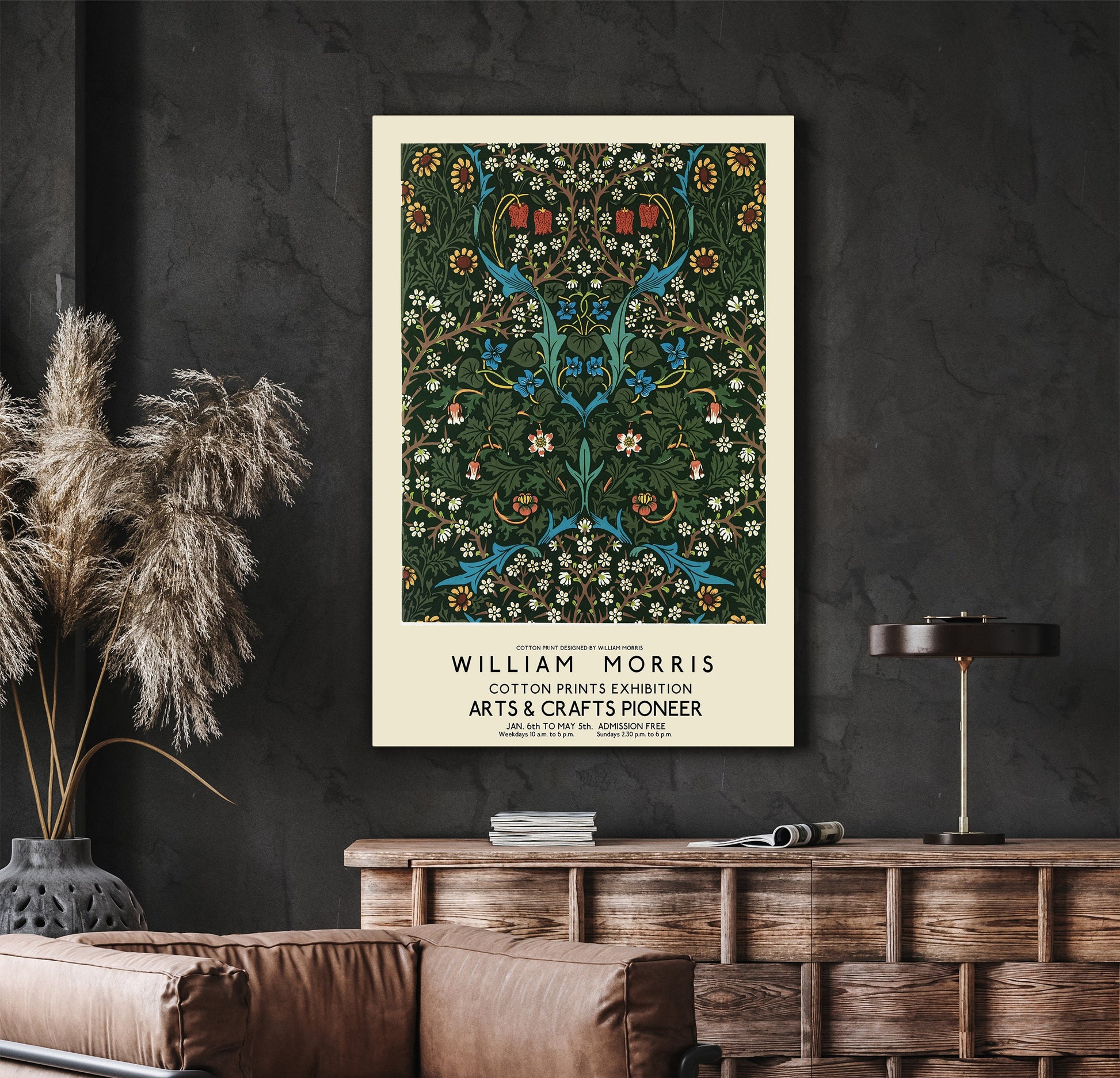 SouthandArt Modern Wall art, William Morris Framed Canvas Art print with hanging kit