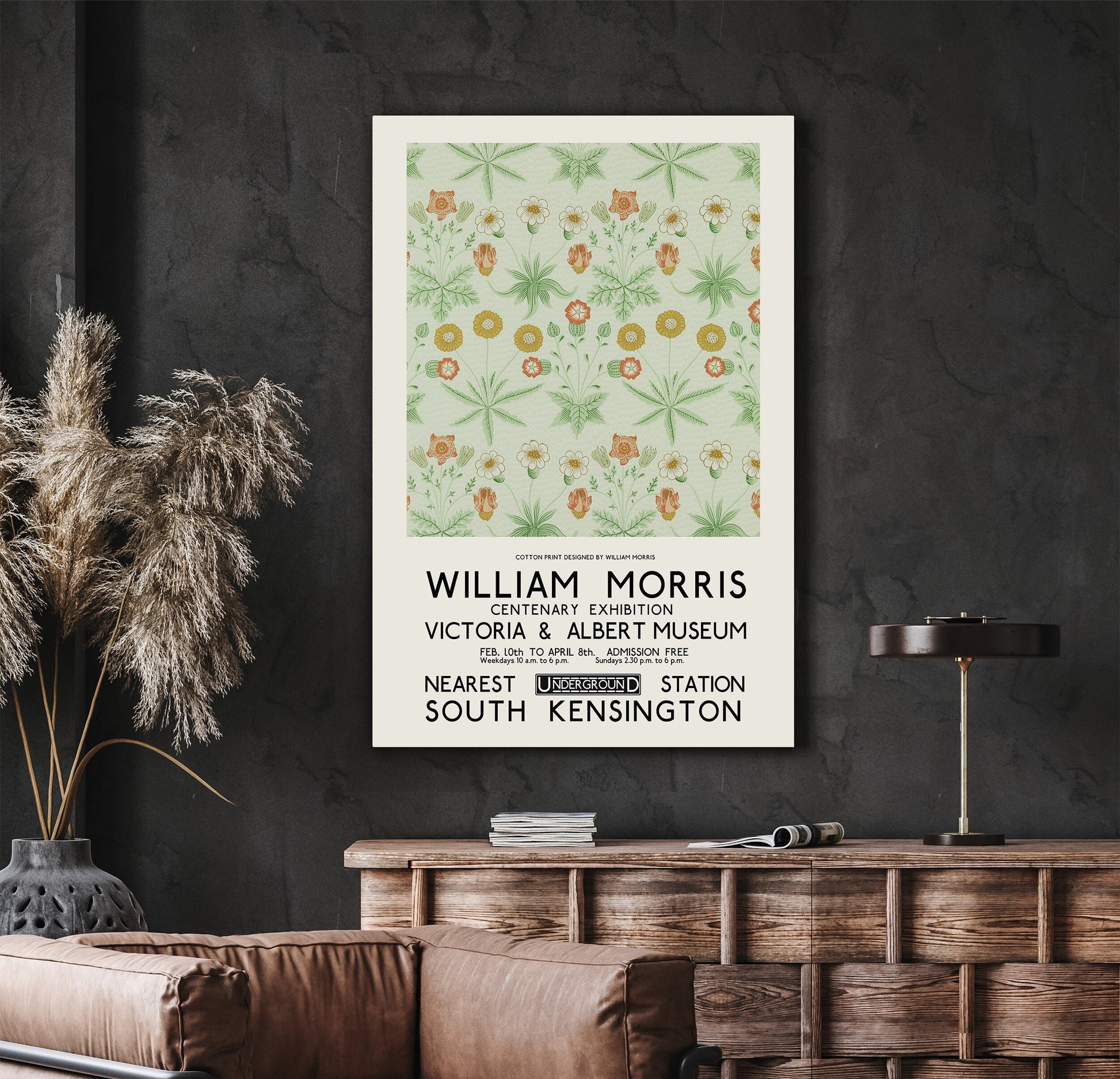 SouthandArt Modern Wall art, William Morris Framed Canvas Art print with hanging kit