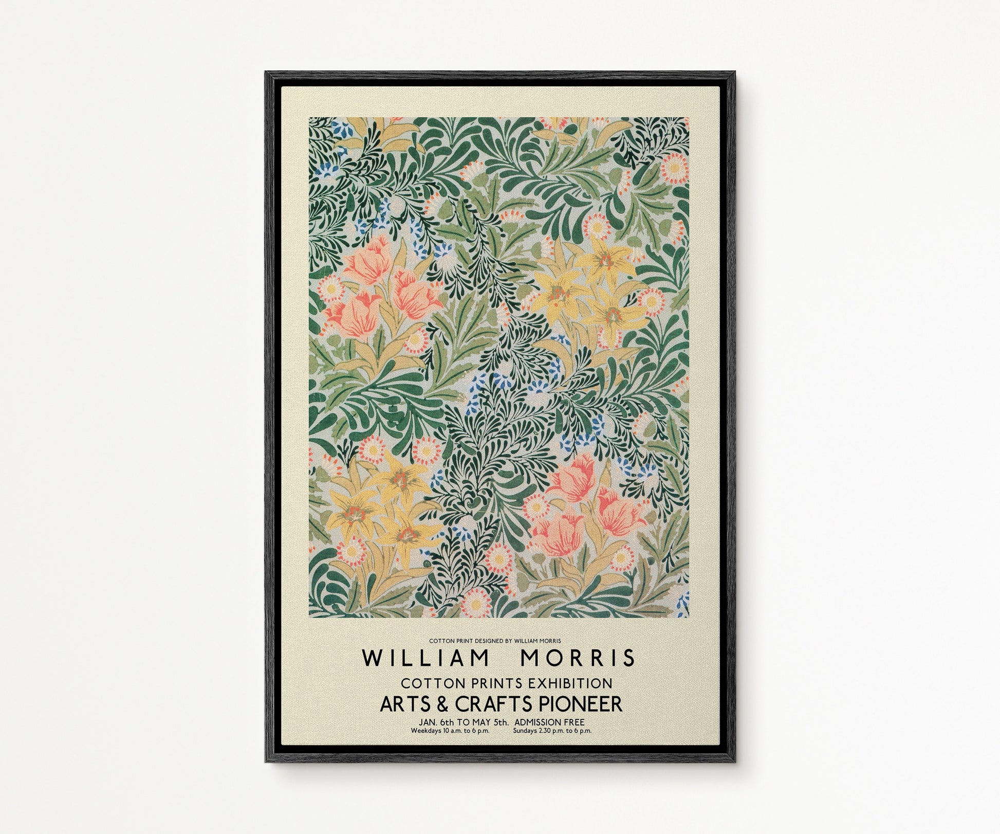 SouthandArt Modern Wall art, William Morris Framed Canvas Art print with hanging kit