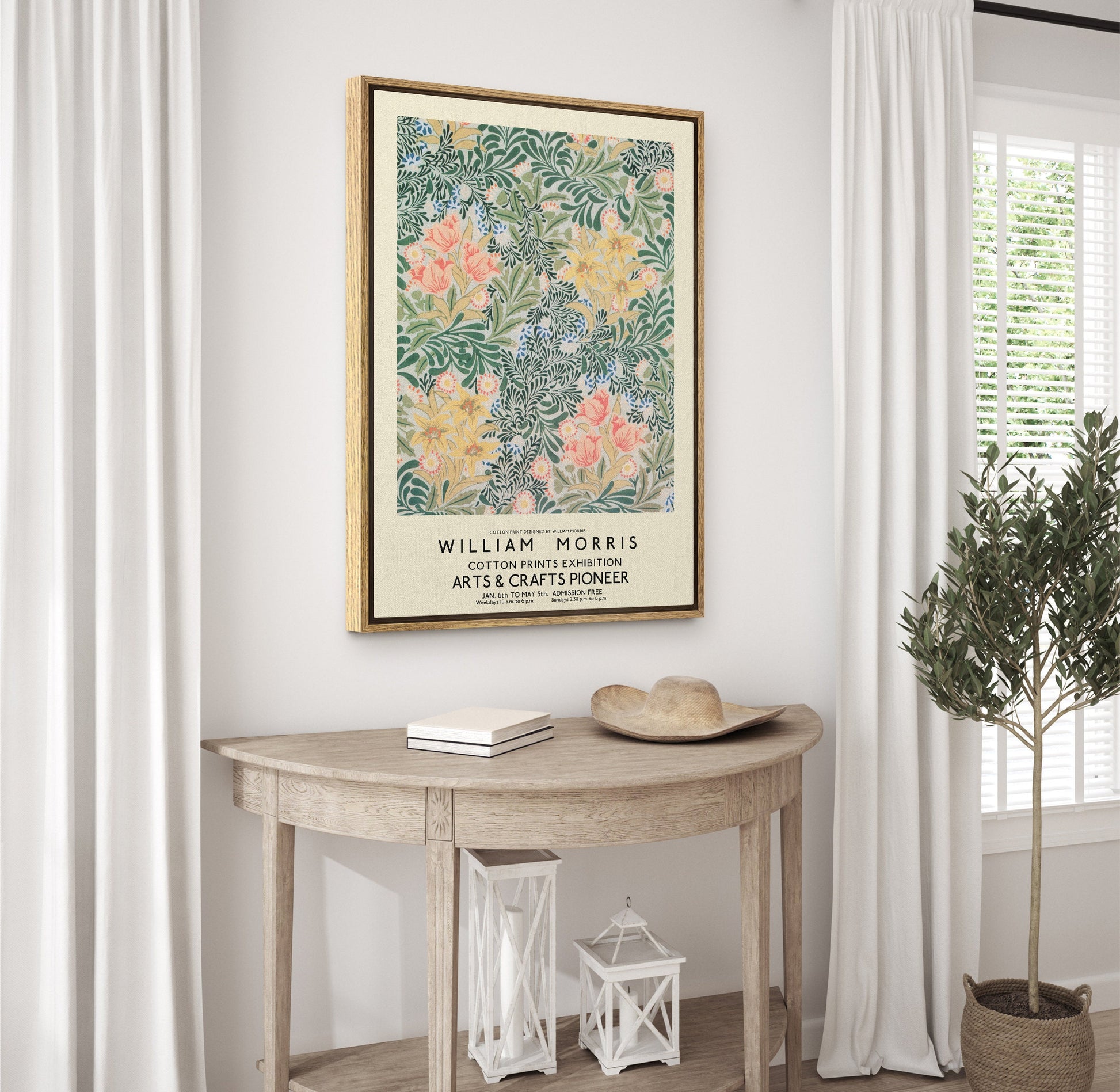 SouthandArt Modern Wall art, William Morris Framed Canvas Art print with hanging kit
