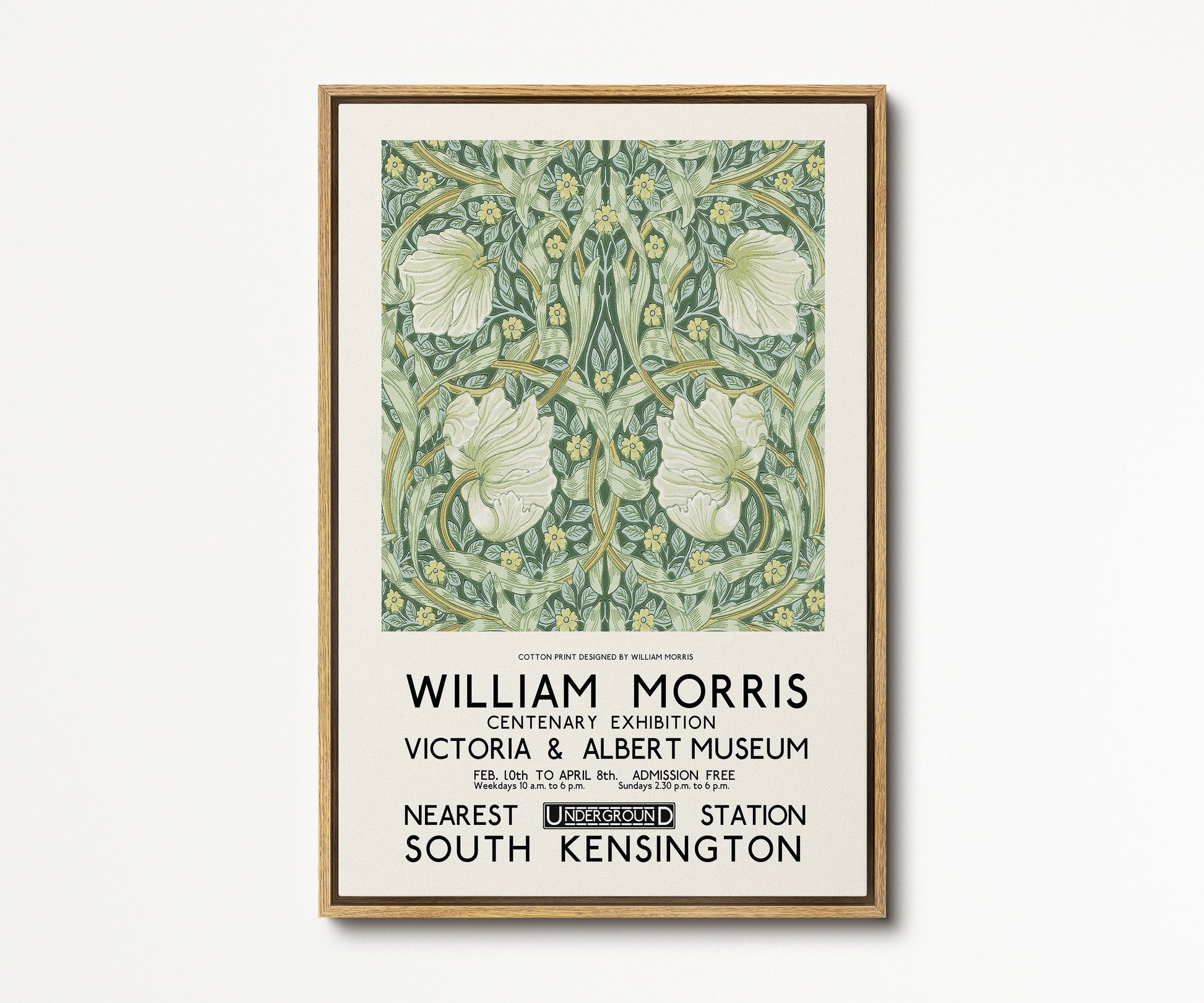SouthandArt Modern Wall art, William Morris Framed Canvas Art print with hanging kit