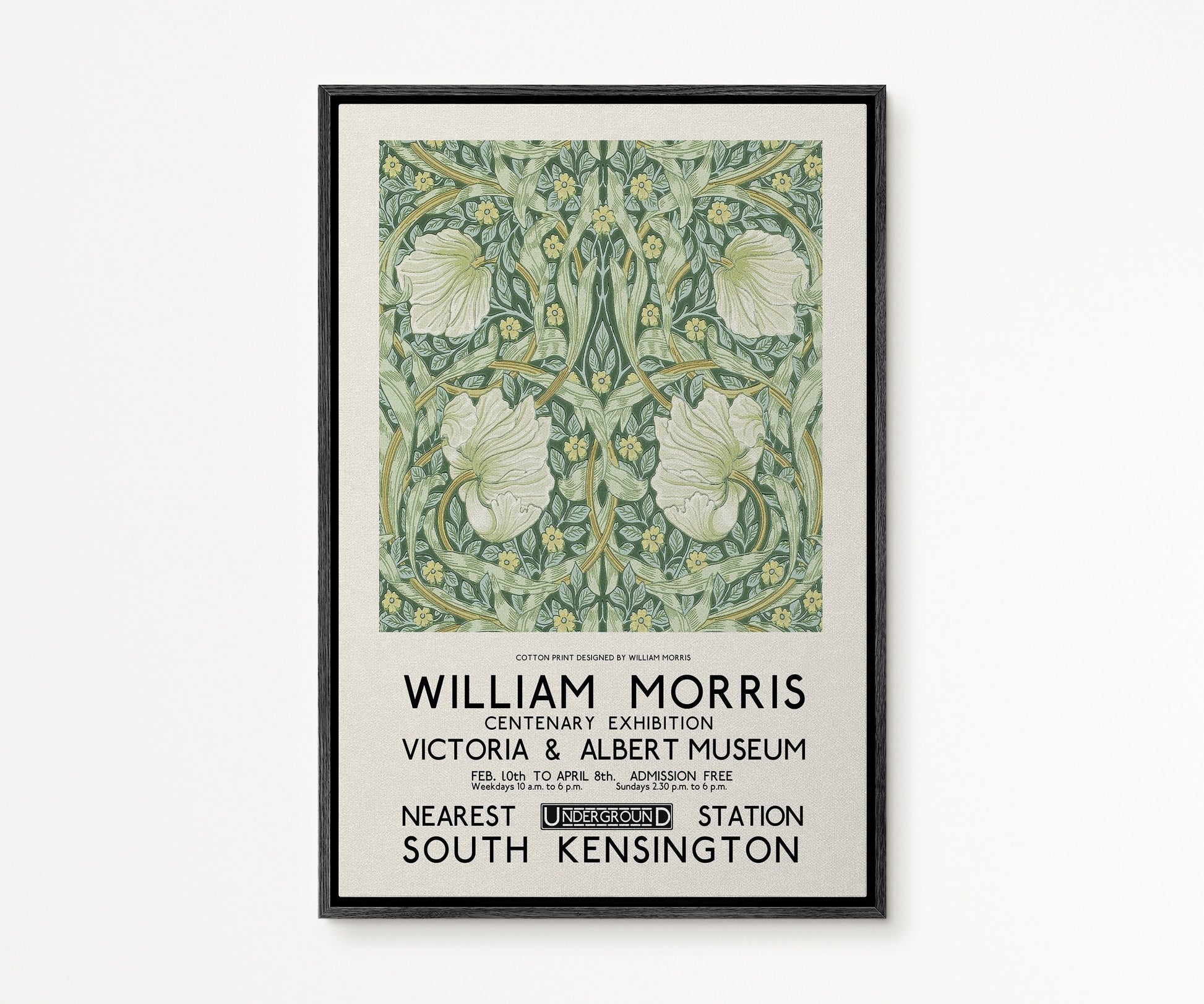SouthandArt Modern Wall art, William Morris Framed Canvas Art print with hanging kit