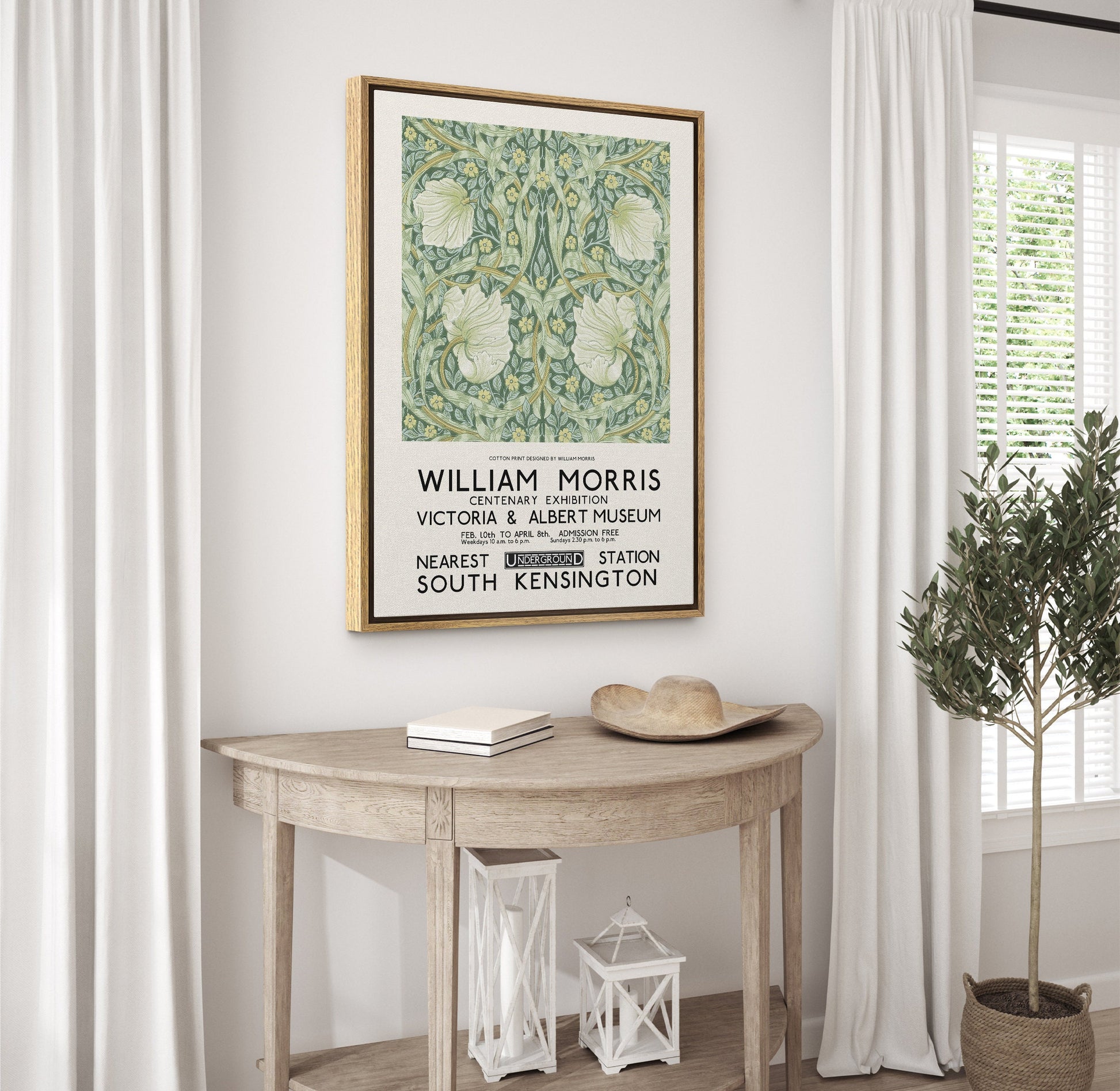 SouthandArt Modern Wall art, William Morris Framed Canvas Art print with hanging kit