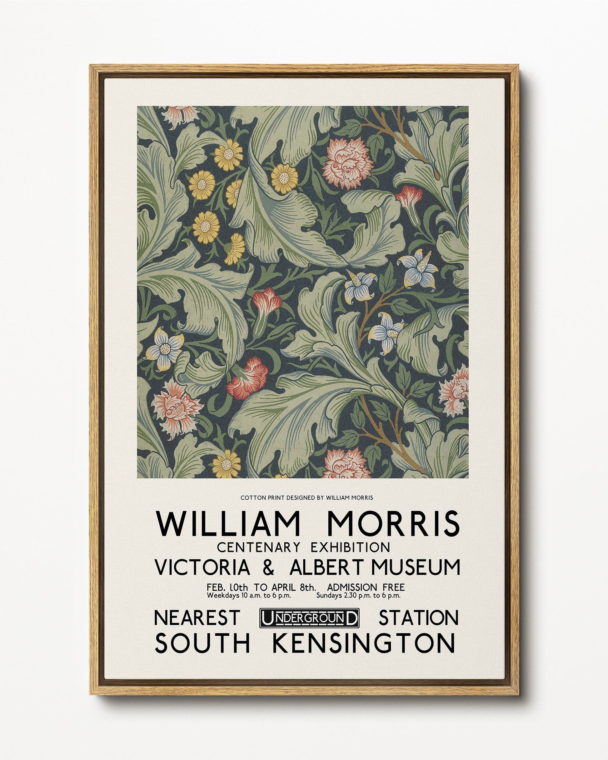 SouthandArt Modern Wall art, William Morris Framed Canvas Art print with hanging kit