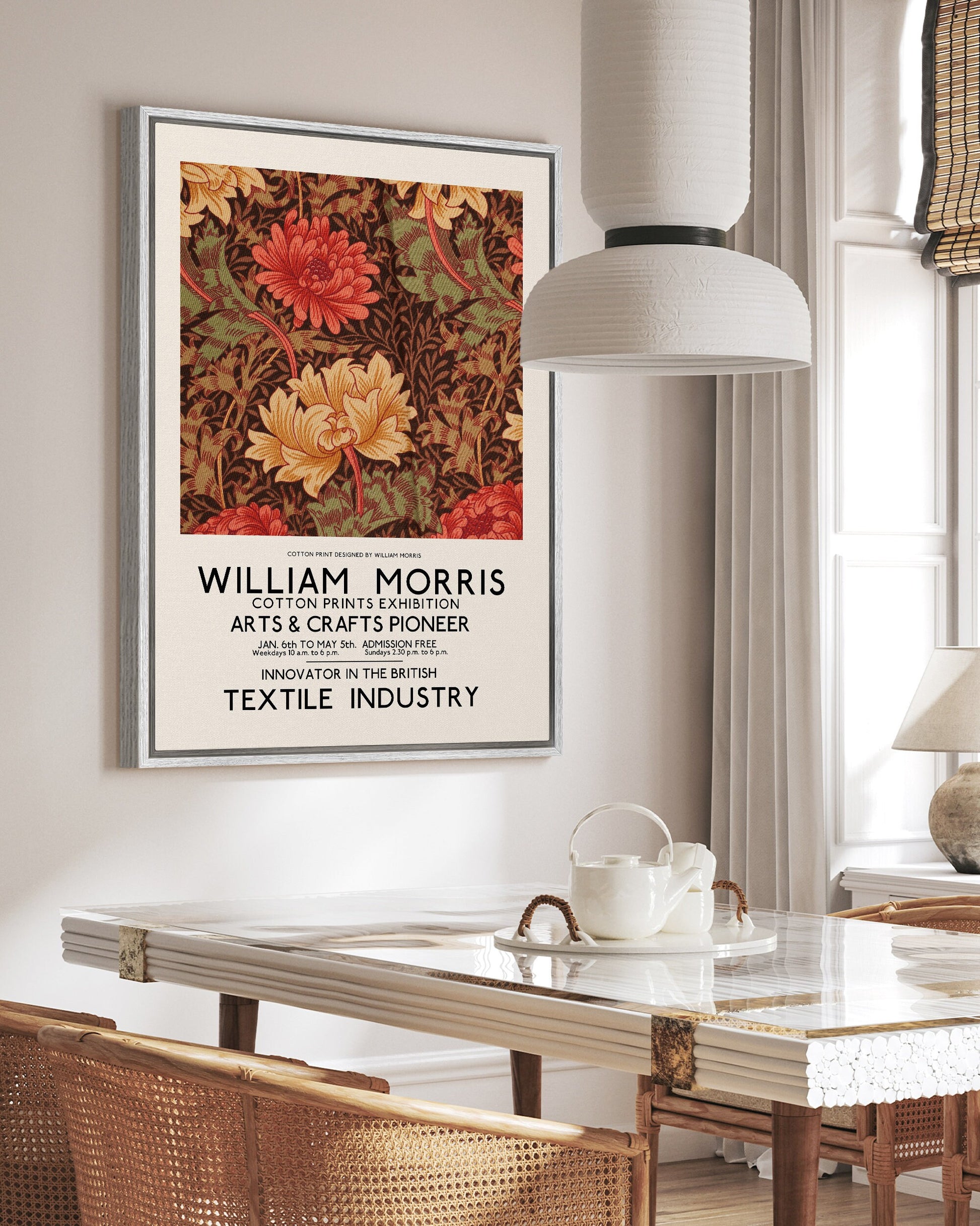SouthandArt Modern Wall art, William Morris Framed Canvas Art print with hanging kit