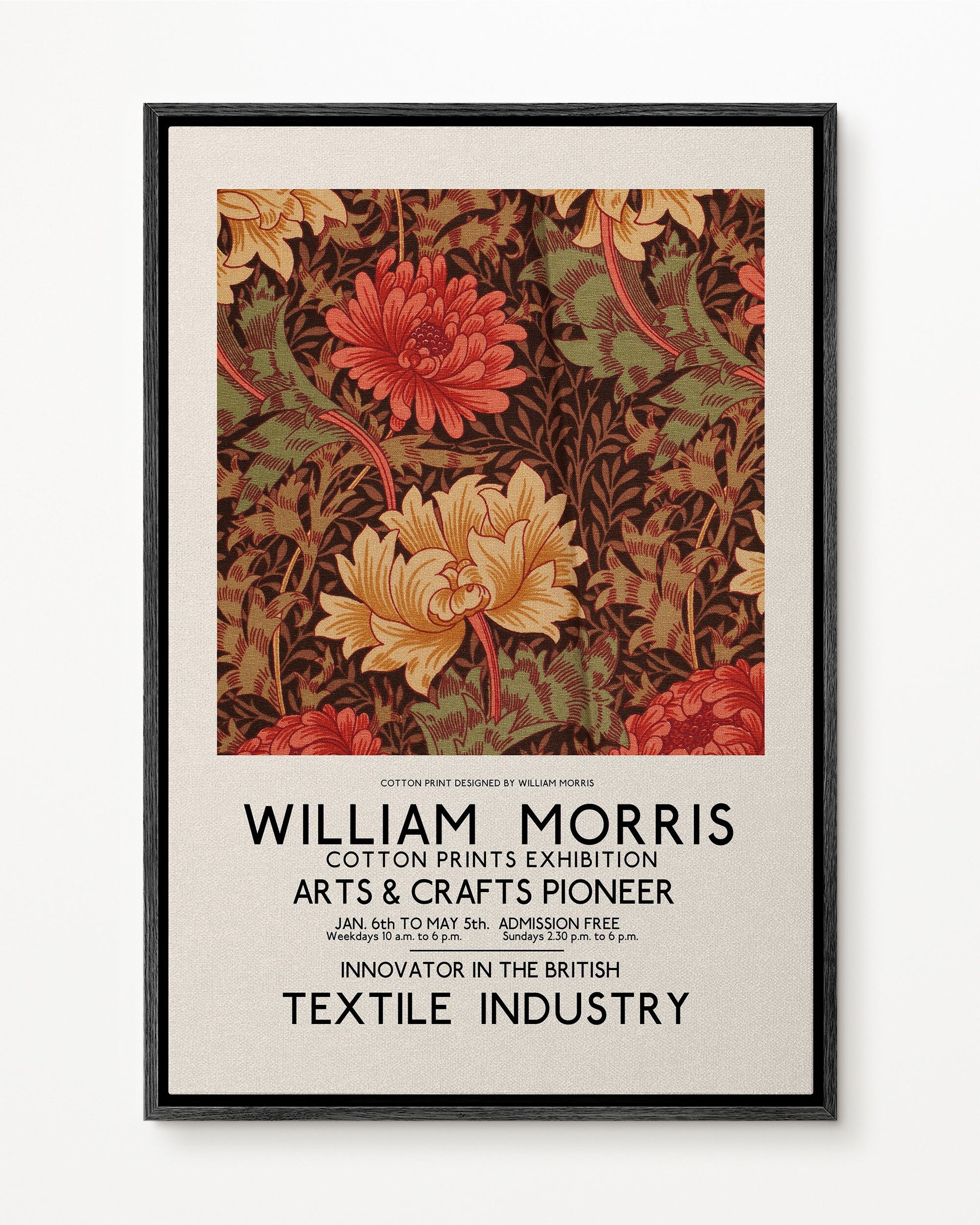 SouthandArt Modern Wall art, William Morris Framed Canvas Art print with hanging kit