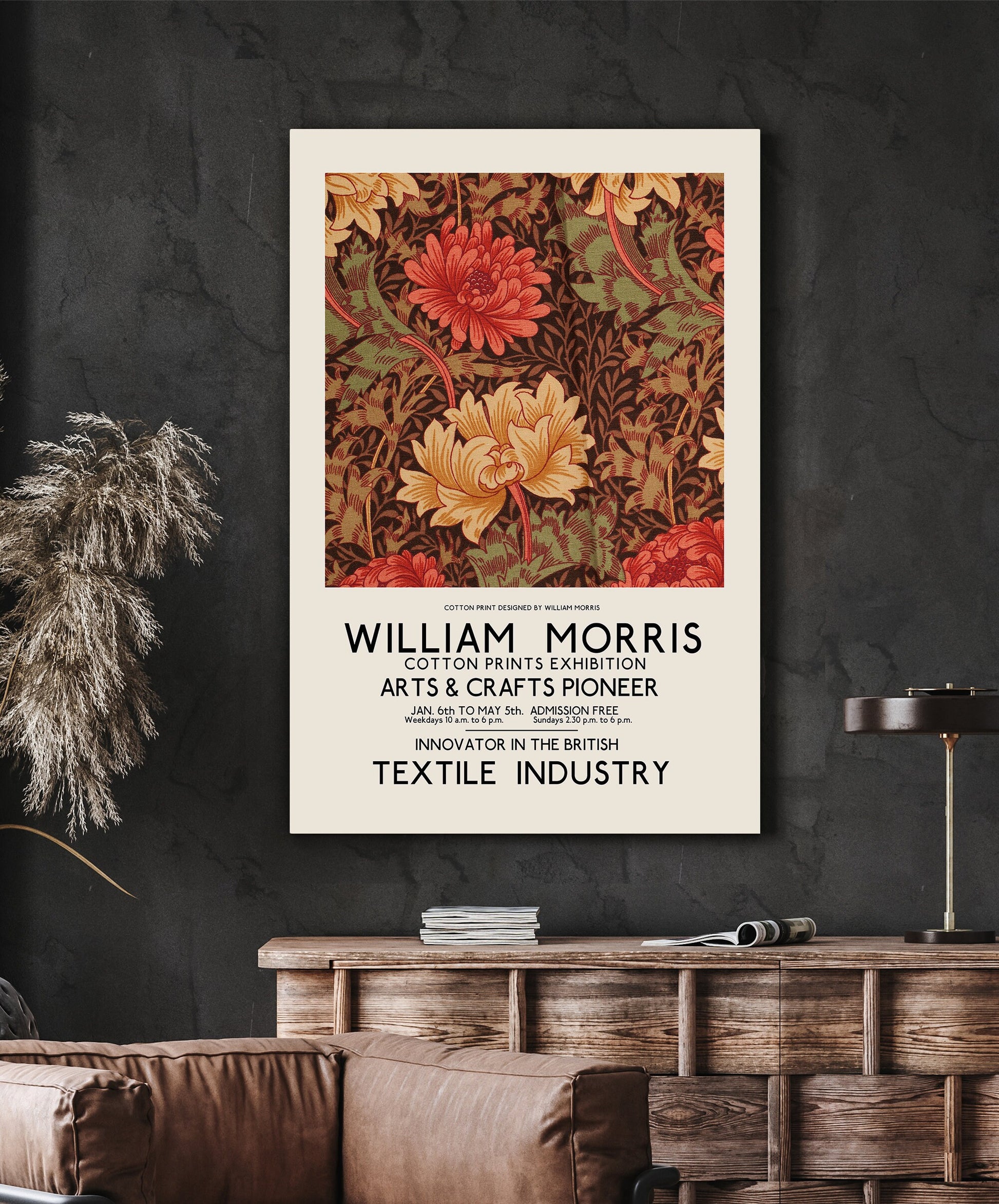 SouthandArt Modern Wall art, William Morris Framed Canvas Art print with hanging kit