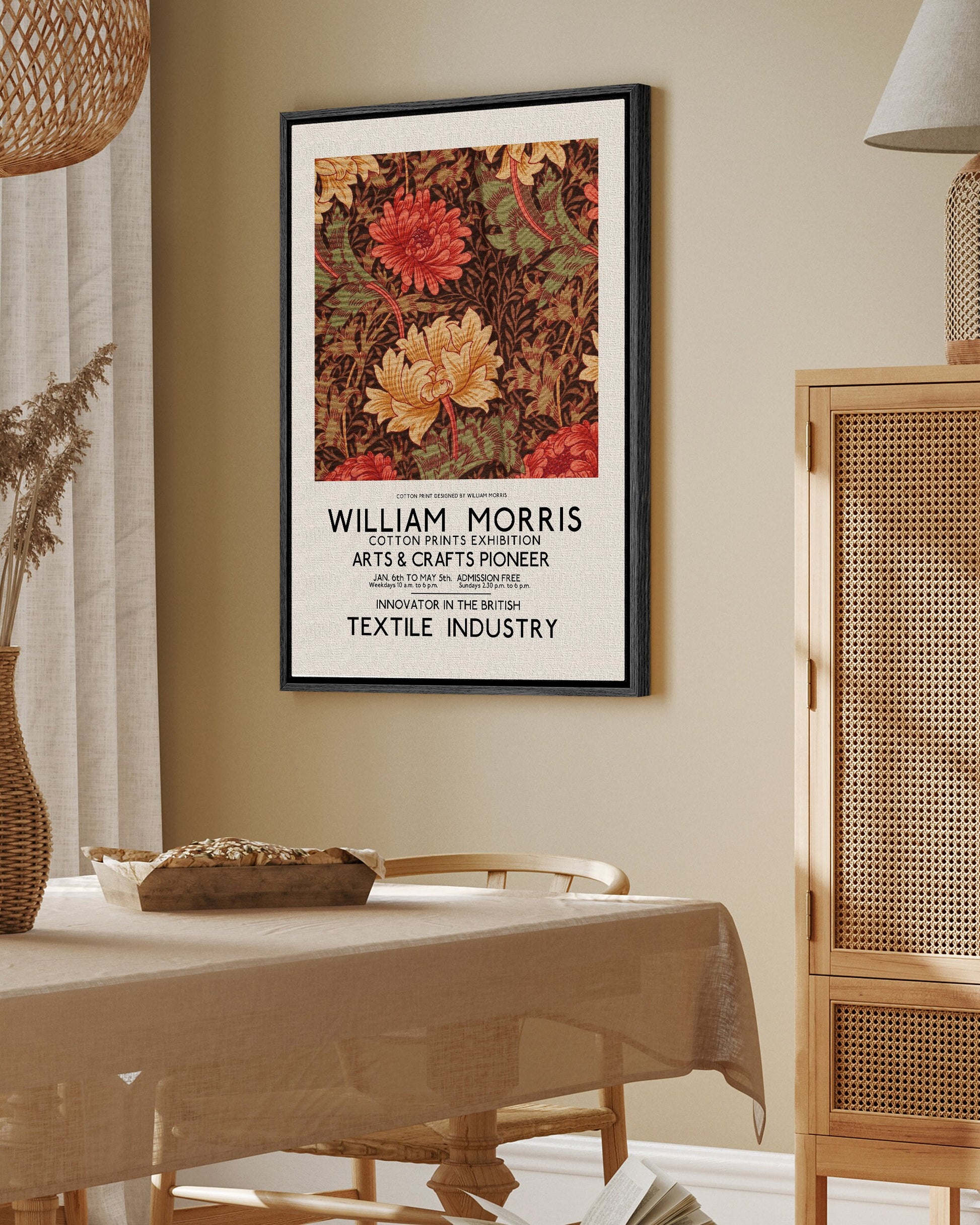 SouthandArt Modern Wall art, William Morris Framed Canvas Art print with hanging kit