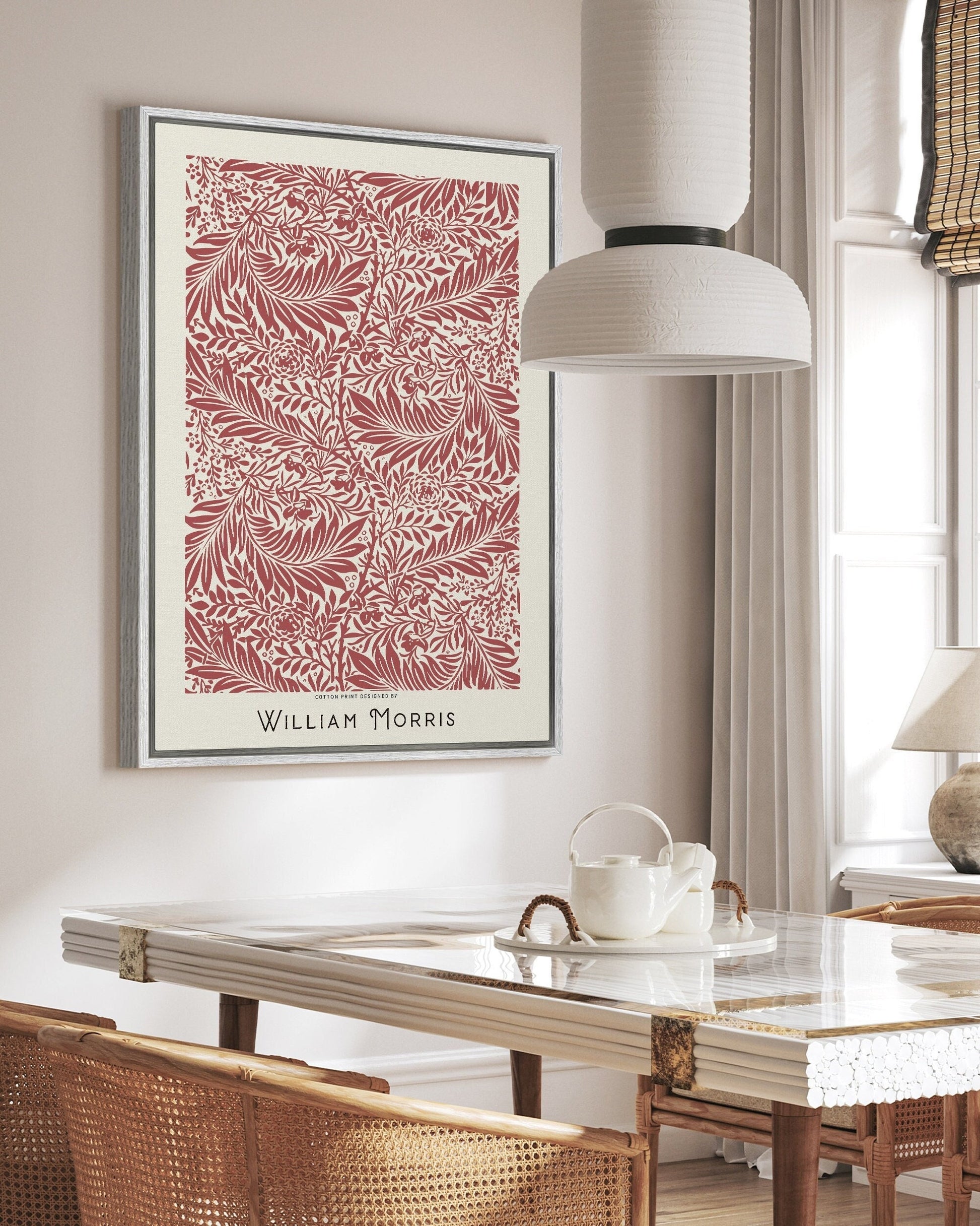 SouthandArt Modern Wall art, William Morris Framed Canvas Art print with hanging kit