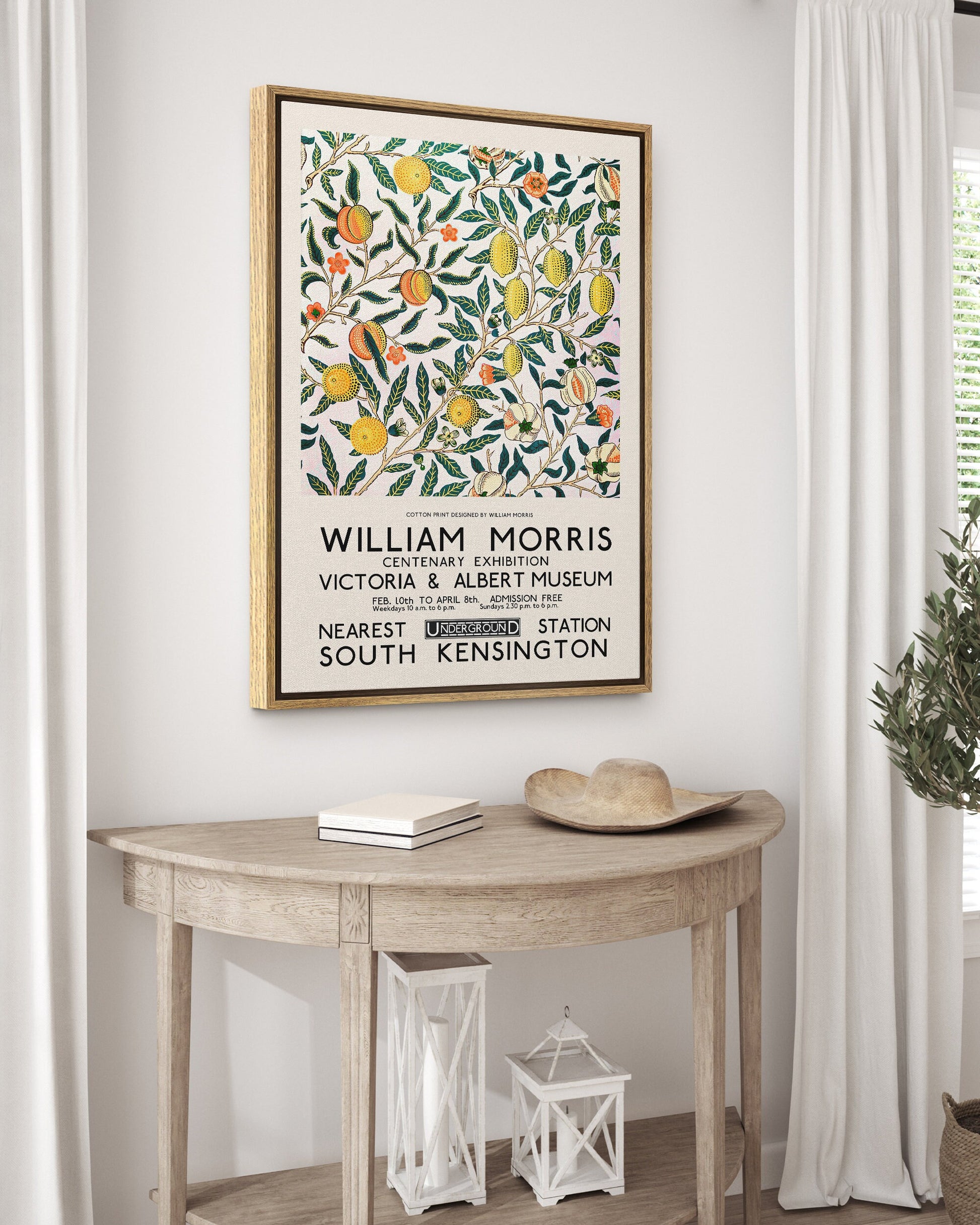 SouthandArt Modern Wall art, William Morris Framed Canvas Art print with hanging kit