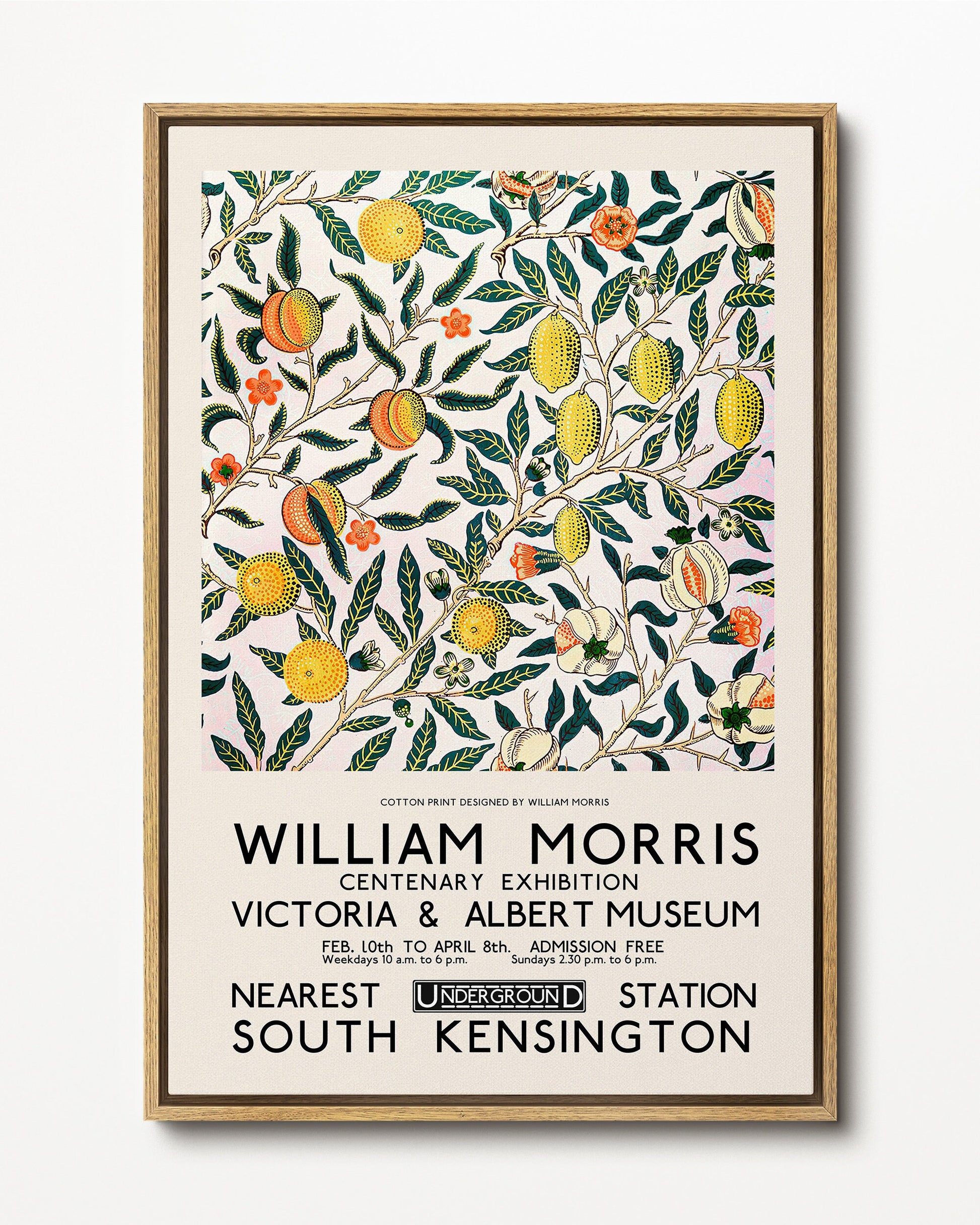 SouthandArt Modern Wall art, William Morris Framed Canvas Art print with hanging kit