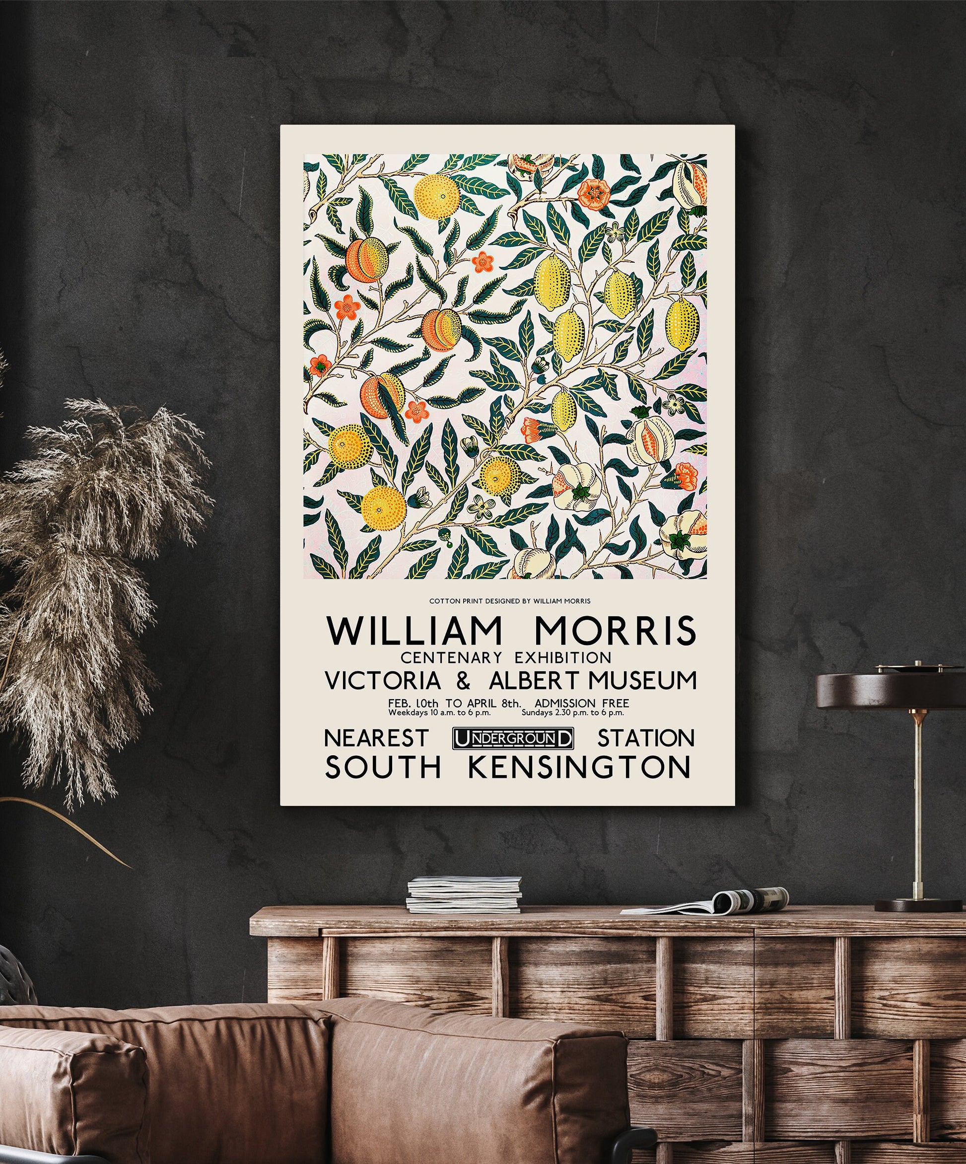 SouthandArt Modern Wall art, William Morris Framed Canvas Art print with hanging kit