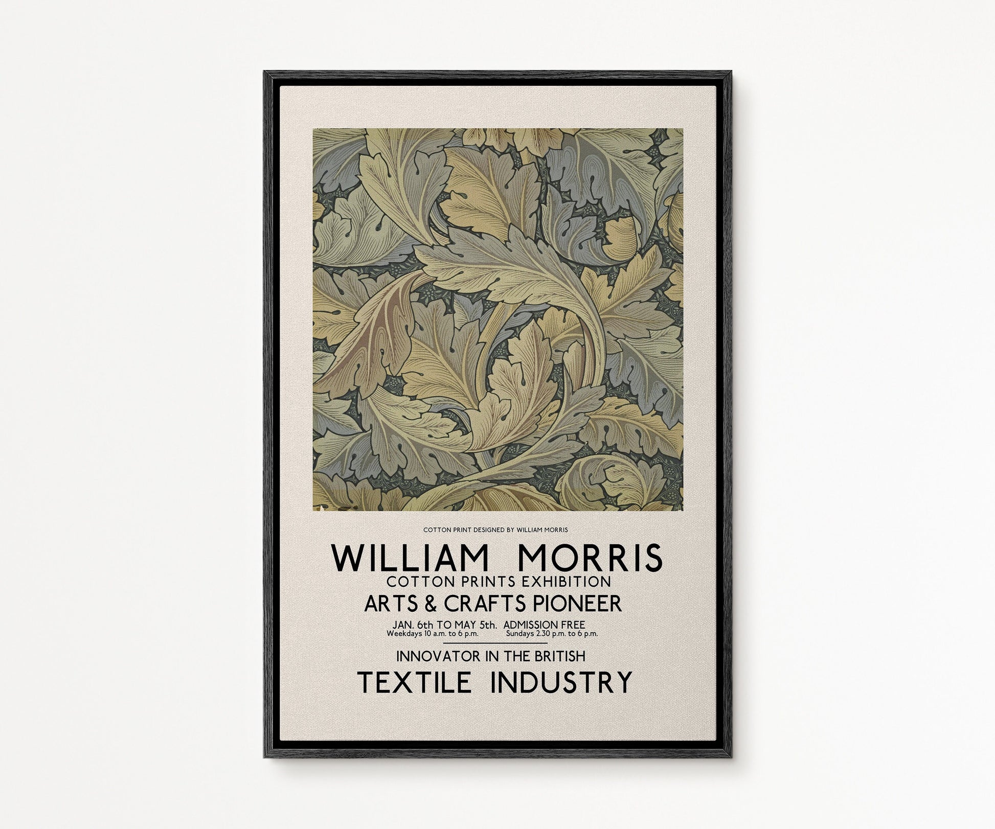 SouthandArt Modern Wall art, William Morris Framed Canvas Art print with hanging kit
