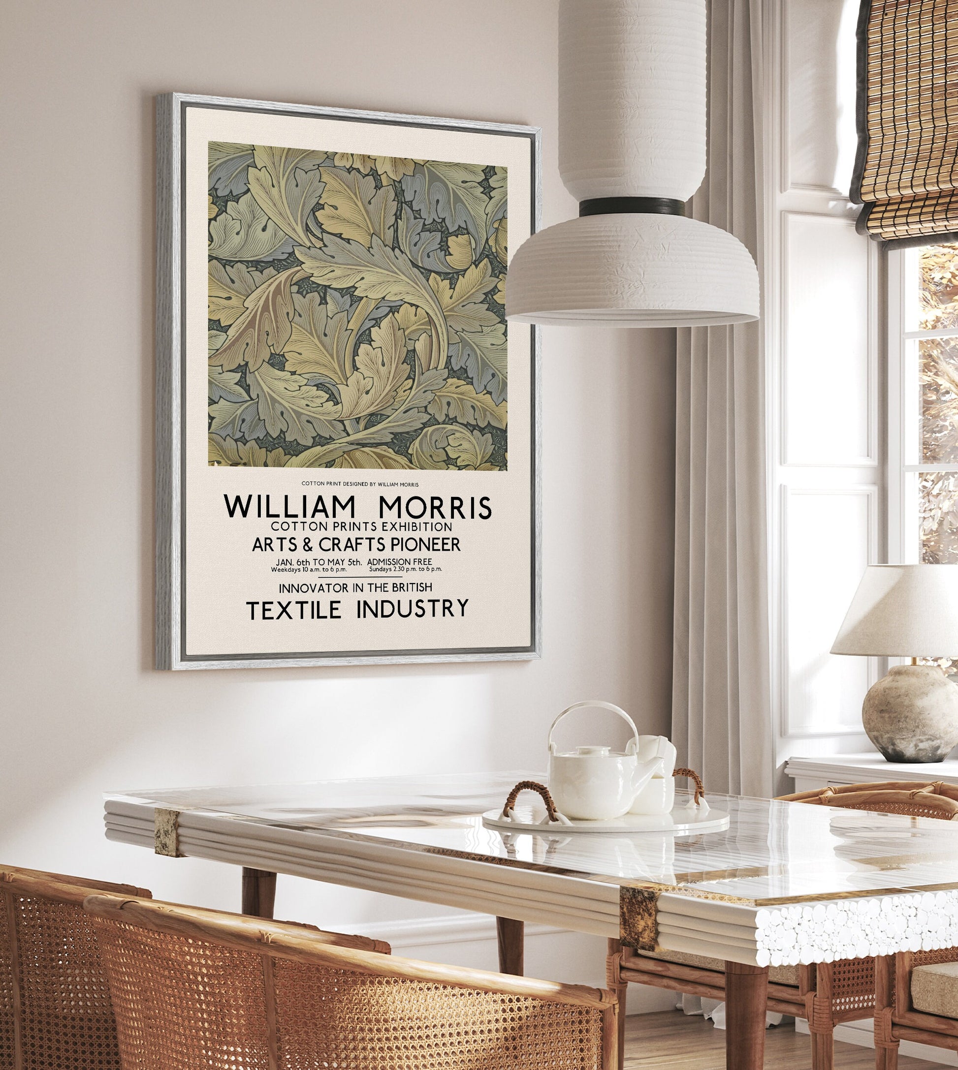 SouthandArt Modern Wall art, William Morris Framed Canvas Art print with hanging kit