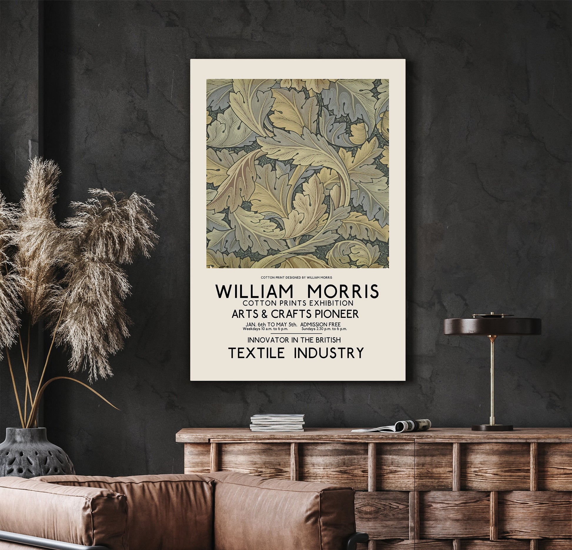 SouthandArt Modern Wall art, William Morris Framed Canvas Art print with hanging kit