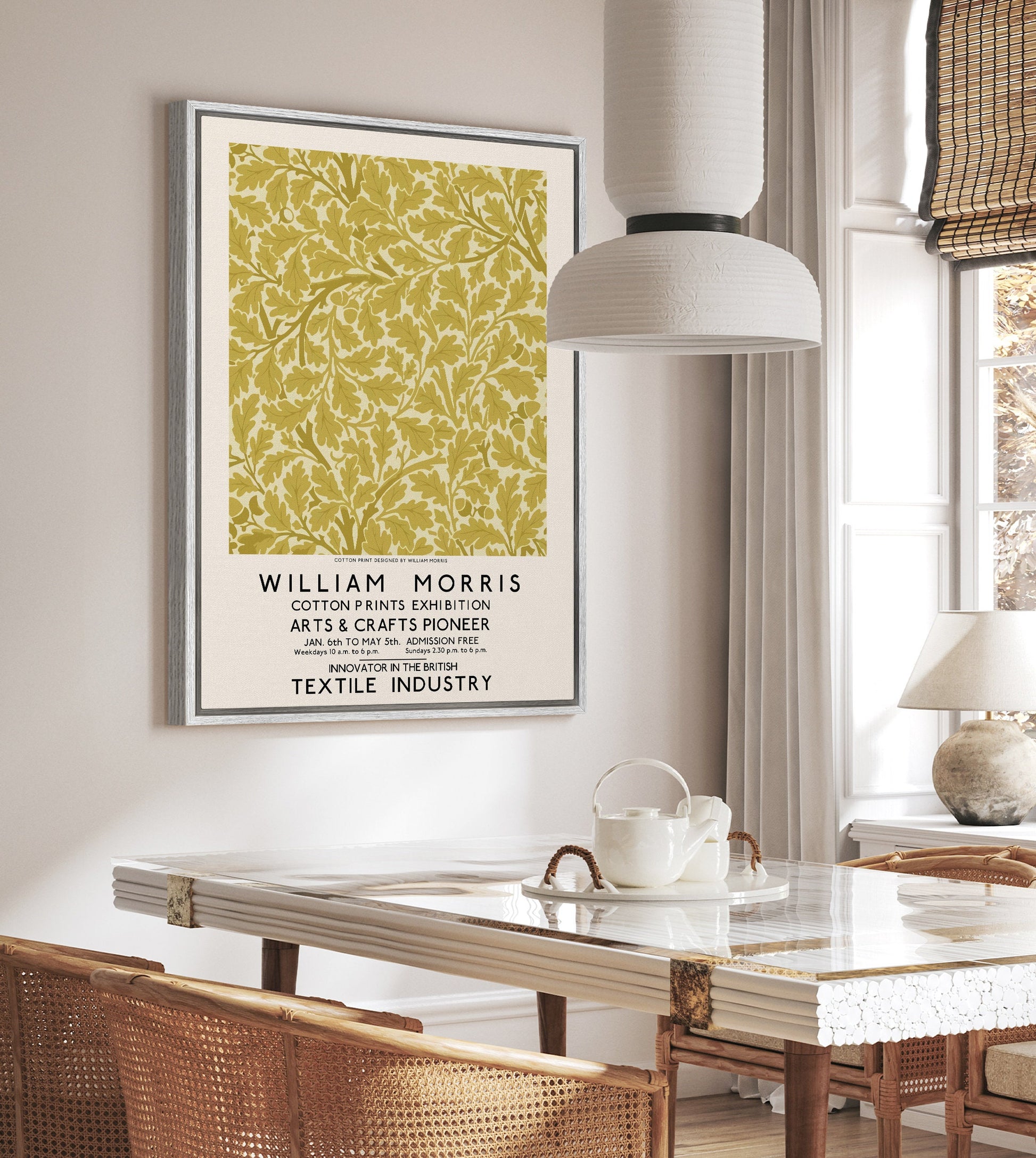 SouthandArt Modern Wall art, William Morris Framed Canvas Art print with hanging kit