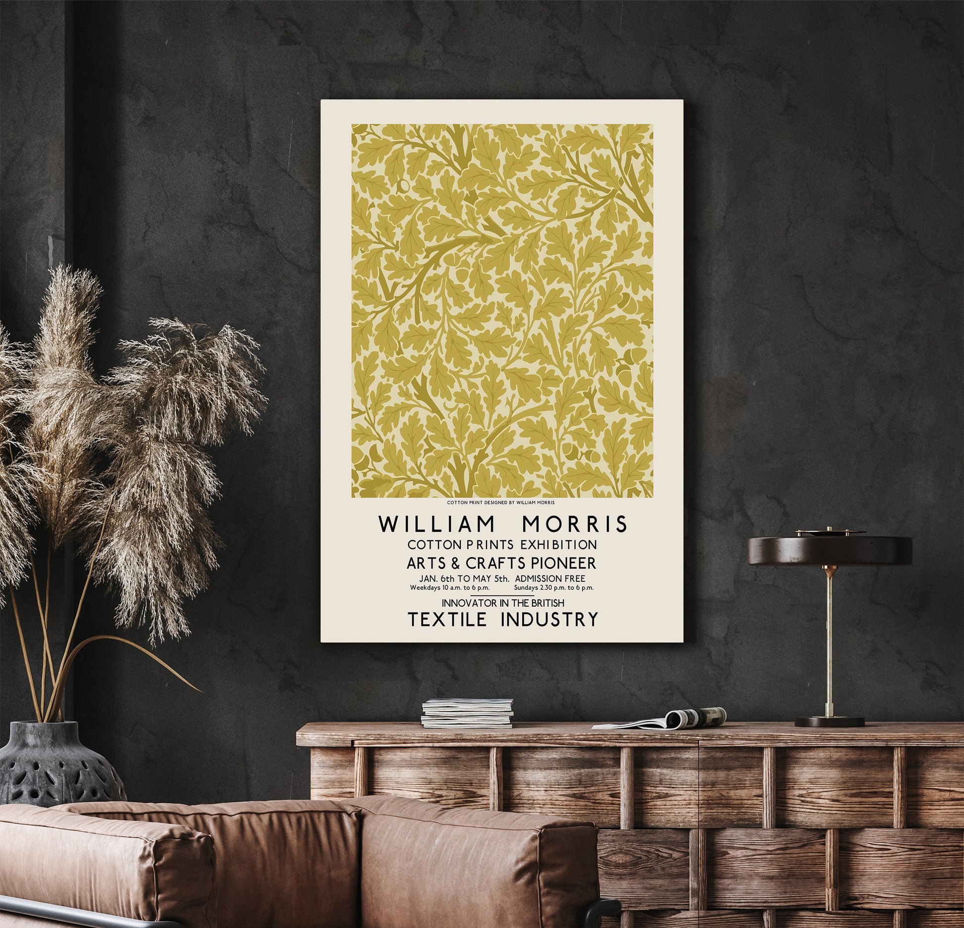 SouthandArt Modern Wall art, William Morris Framed Canvas Art print with hanging kit