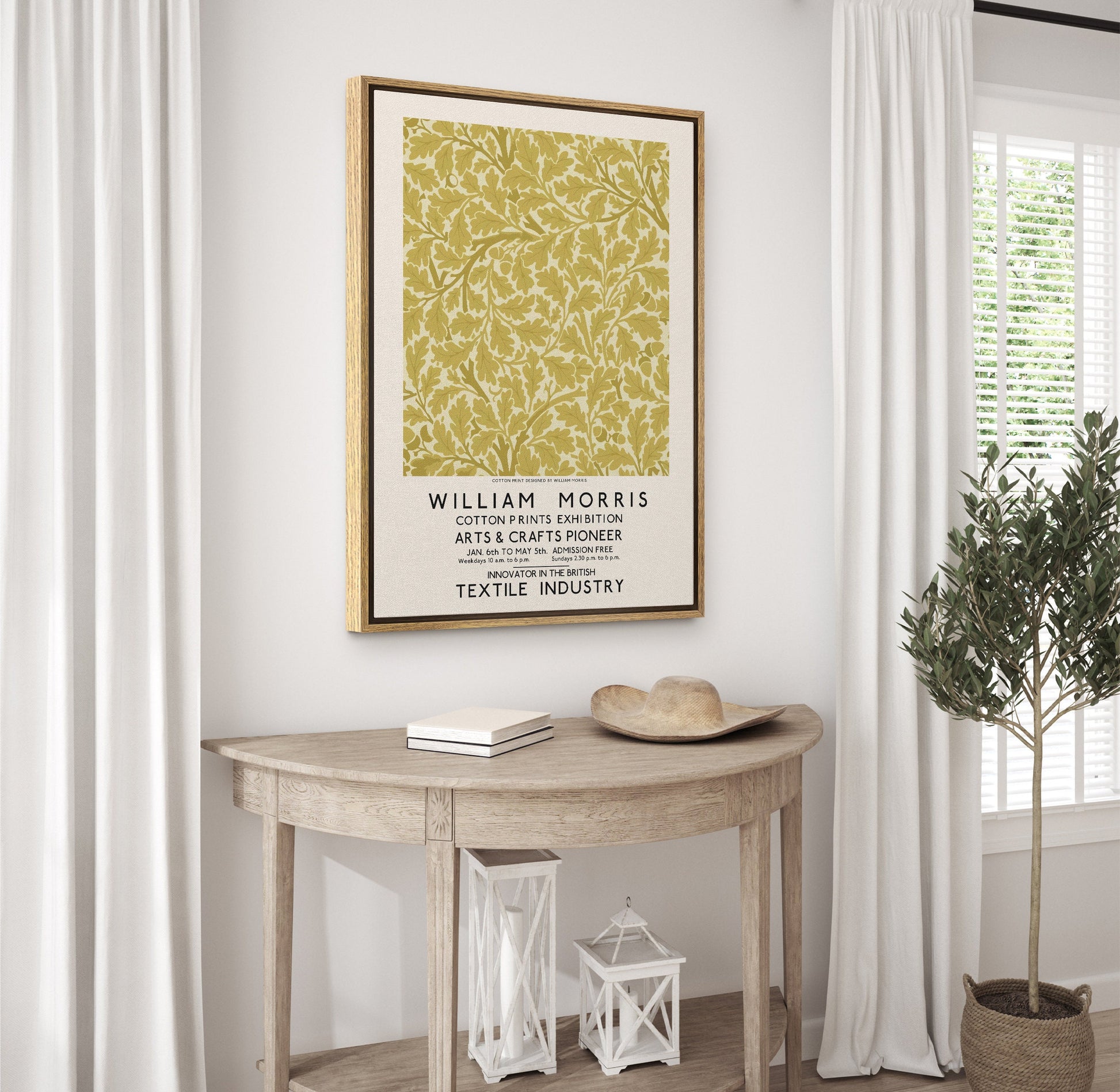 SouthandArt Modern Wall art, William Morris Framed Canvas Art print with hanging kit