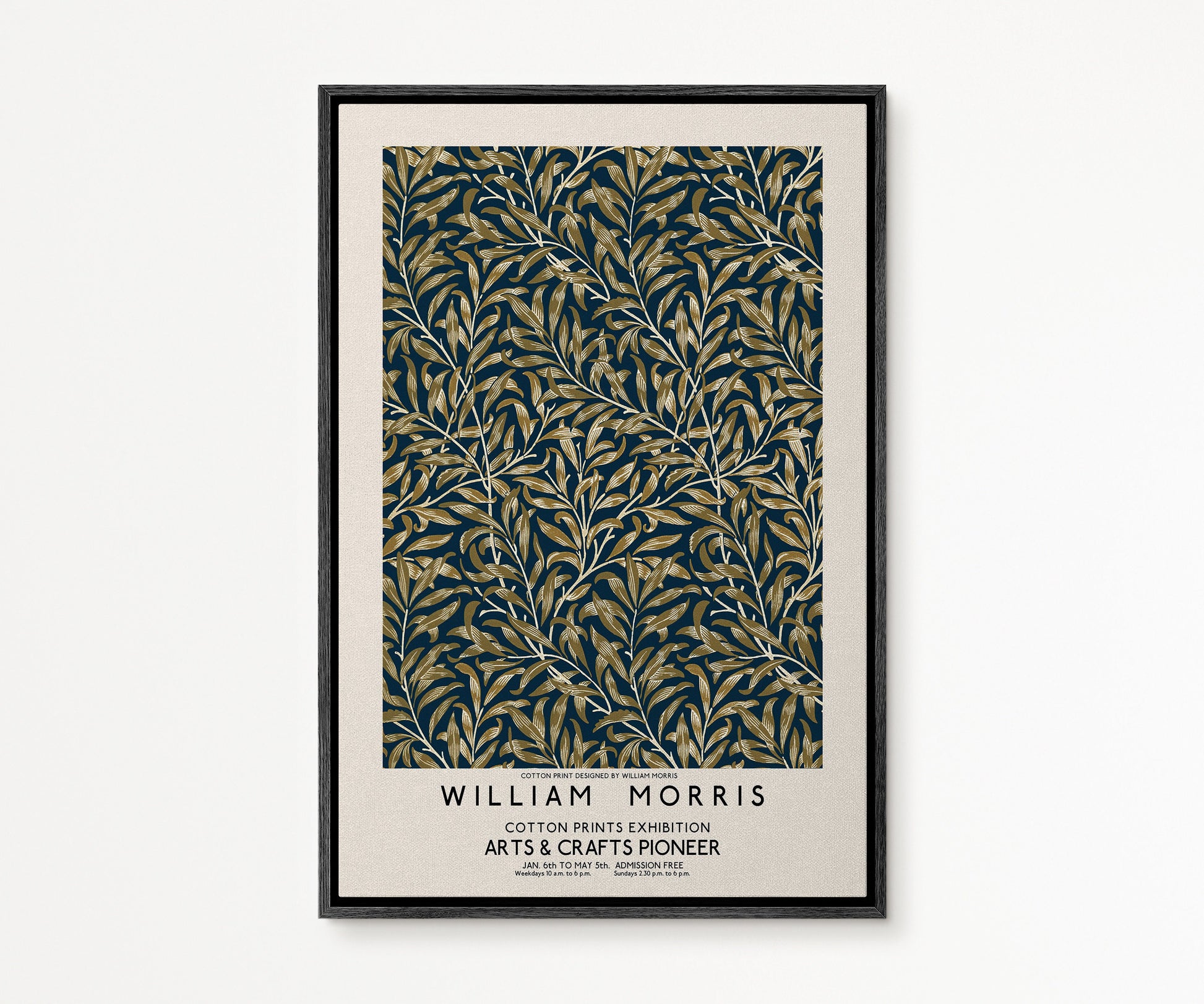 SouthandArt Modern Wall art, William Morris Framed Canvas Art print with hanging kit