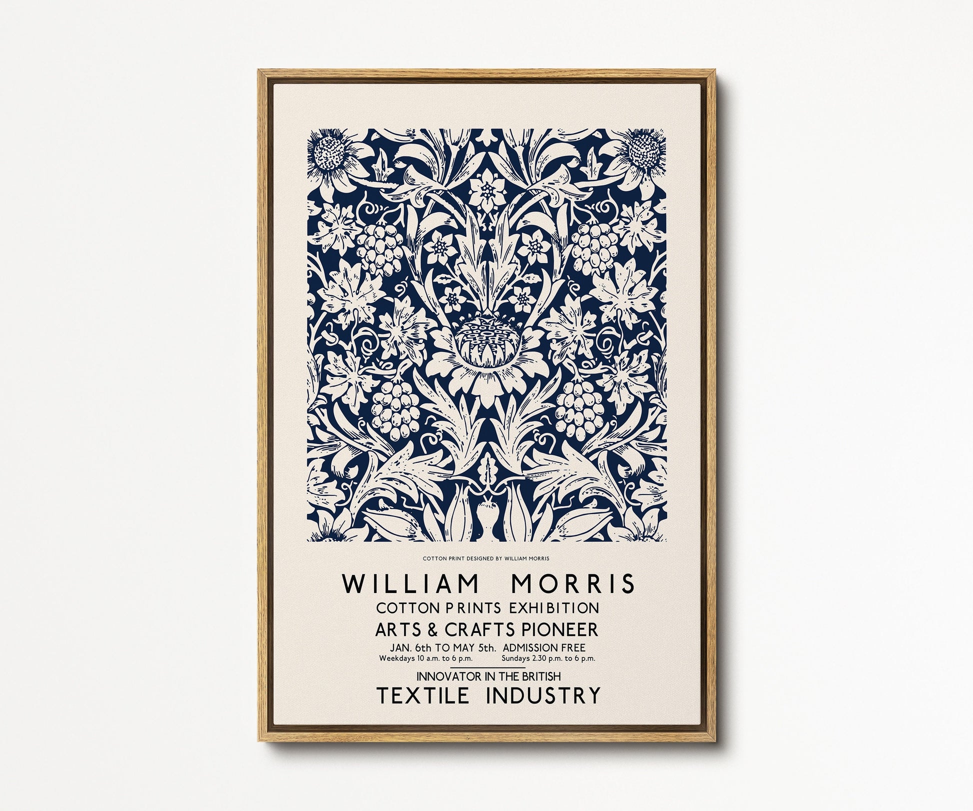 SouthandArt Modern Wall art, William Morris Framed Canvas Art print with hanging kit