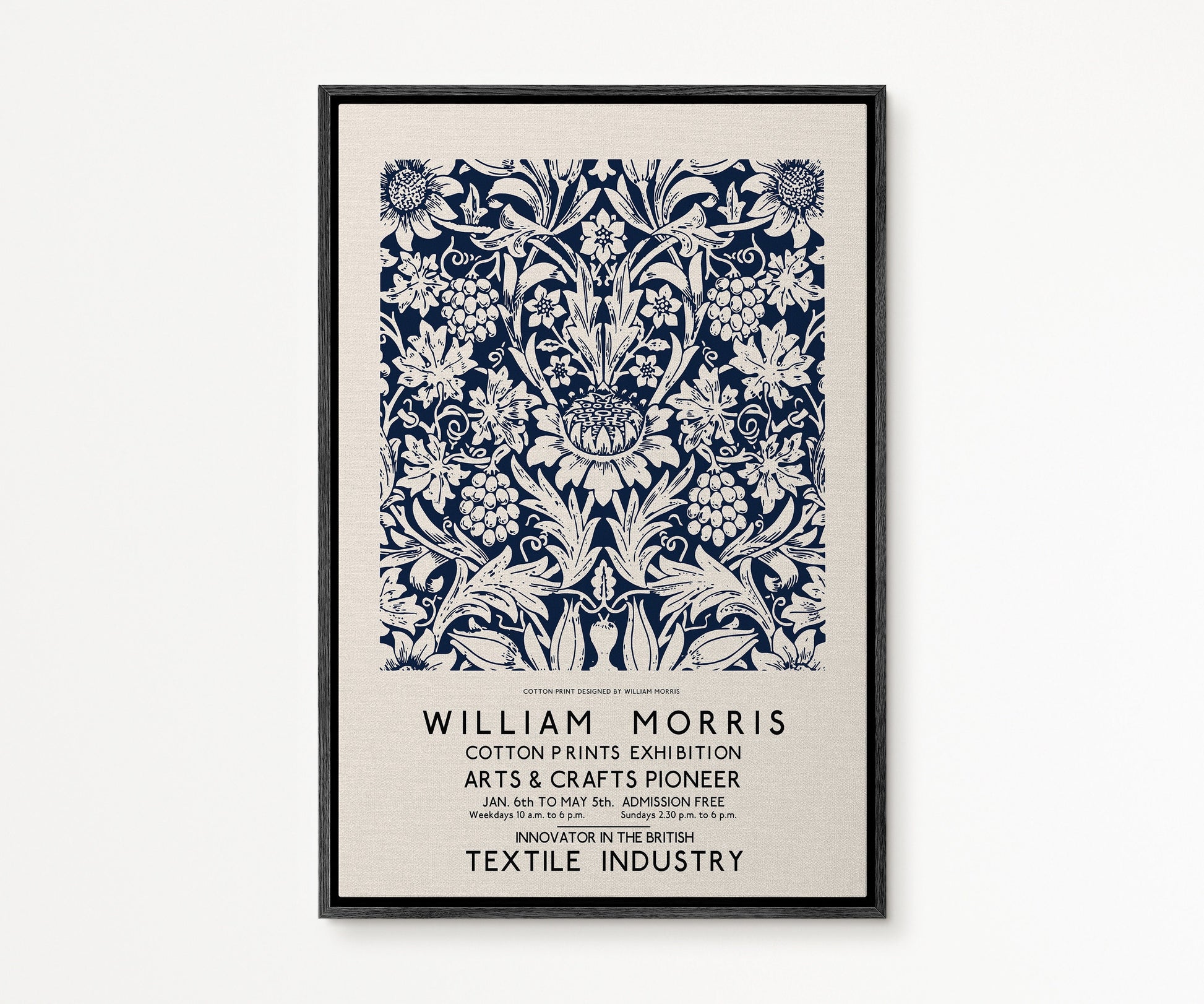 SouthandArt Modern Wall art, William Morris Framed Canvas Art print with hanging kit